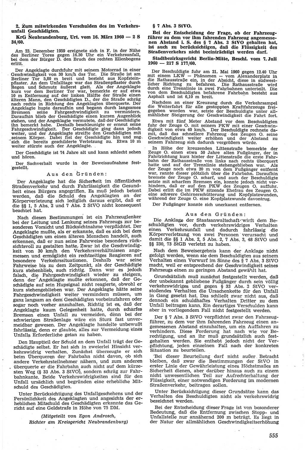 Neue Justiz (NJ), Zeitschrift für Recht und Rechtswissenschaft [Deutsche Demokratische Republik (DDR)], 14. Jahrgang 1960, Seite 555 (NJ DDR 1960, S. 555)