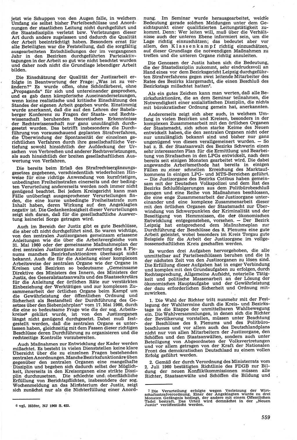 Neue Justiz (NJ), Zeitschrift für Recht und Rechtswissenschaft [Deutsche Demokratische Republik (DDR)], 14. Jahrgang 1960, Seite 559 (NJ DDR 1960, S. 559)