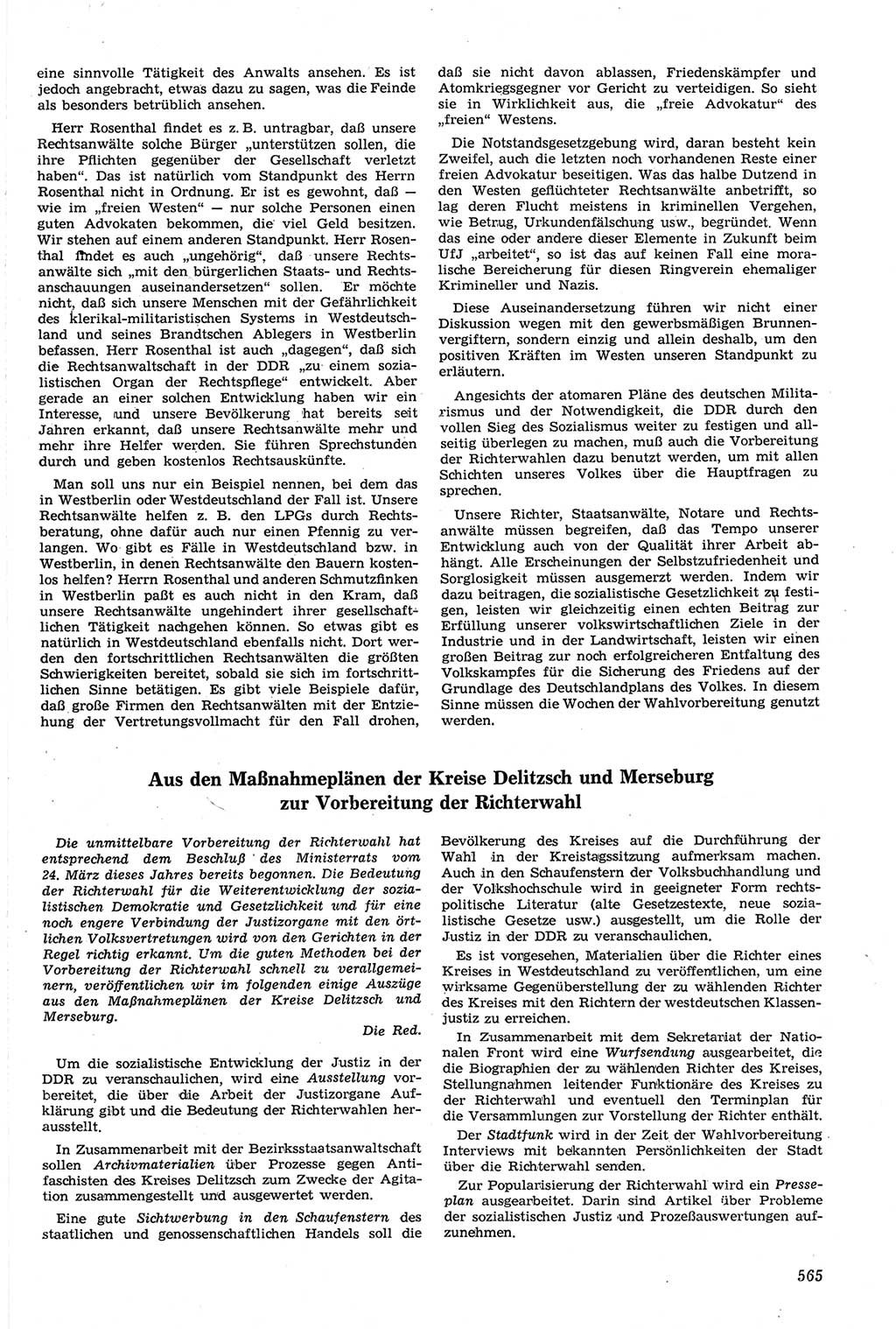 Neue Justiz (NJ), Zeitschrift für Recht und Rechtswissenschaft [Deutsche Demokratische Republik (DDR)], 14. Jahrgang 1960, Seite 565 (NJ DDR 1960, S. 565)