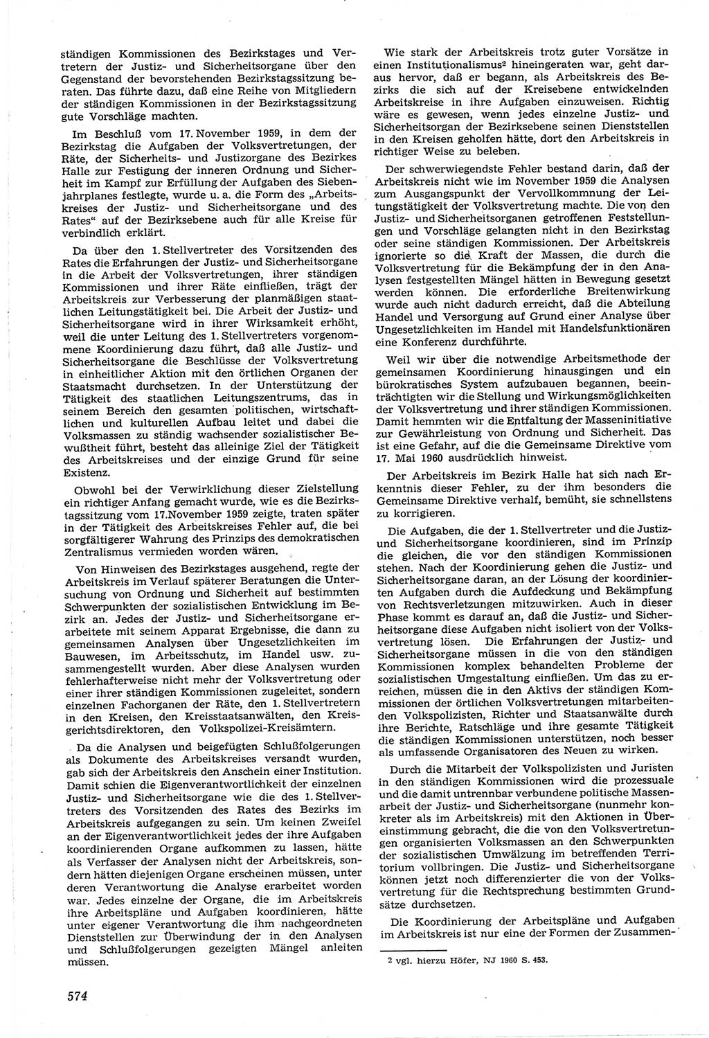 Neue Justiz (NJ), Zeitschrift für Recht und Rechtswissenschaft [Deutsche Demokratische Republik (DDR)], 14. Jahrgang 1960, Seite 574 (NJ DDR 1960, S. 574)