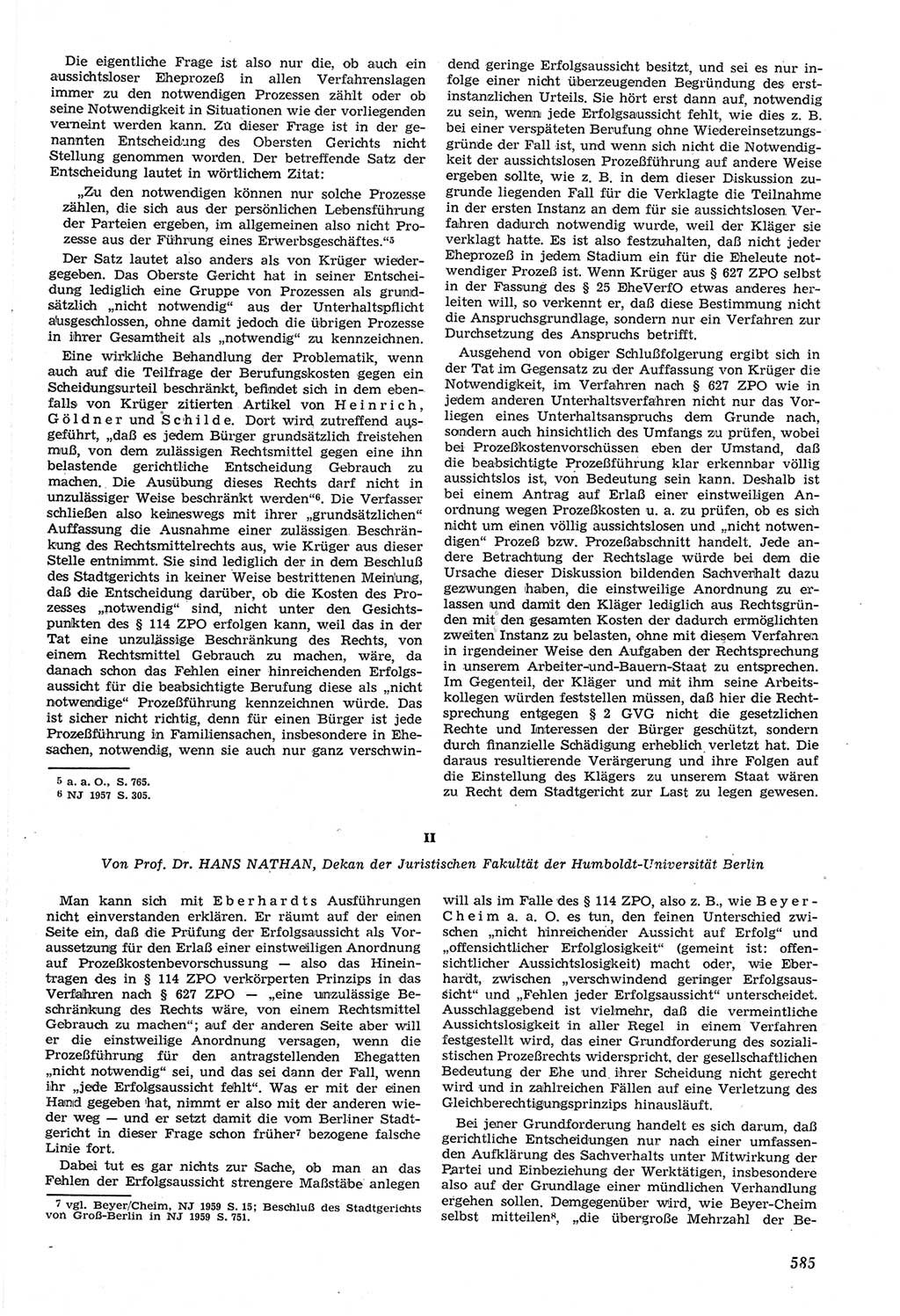 Neue Justiz (NJ), Zeitschrift für Recht und Rechtswissenschaft [Deutsche Demokratische Republik (DDR)], 14. Jahrgang 1960, Seite 585 (NJ DDR 1960, S. 585)