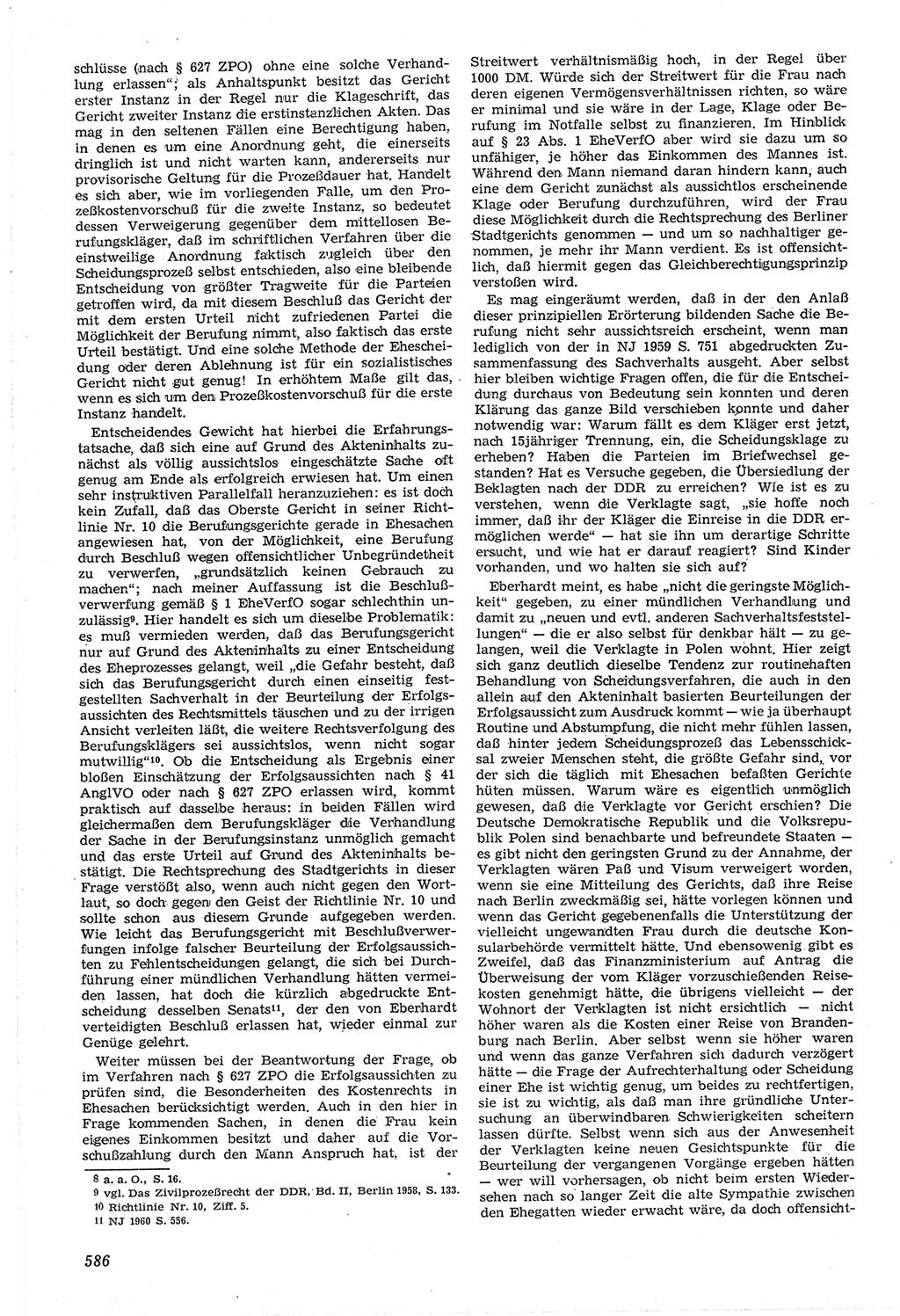 Neue Justiz (NJ), Zeitschrift für Recht und Rechtswissenschaft [Deutsche Demokratische Republik (DDR)], 14. Jahrgang 1960, Seite 586 (NJ DDR 1960, S. 586)