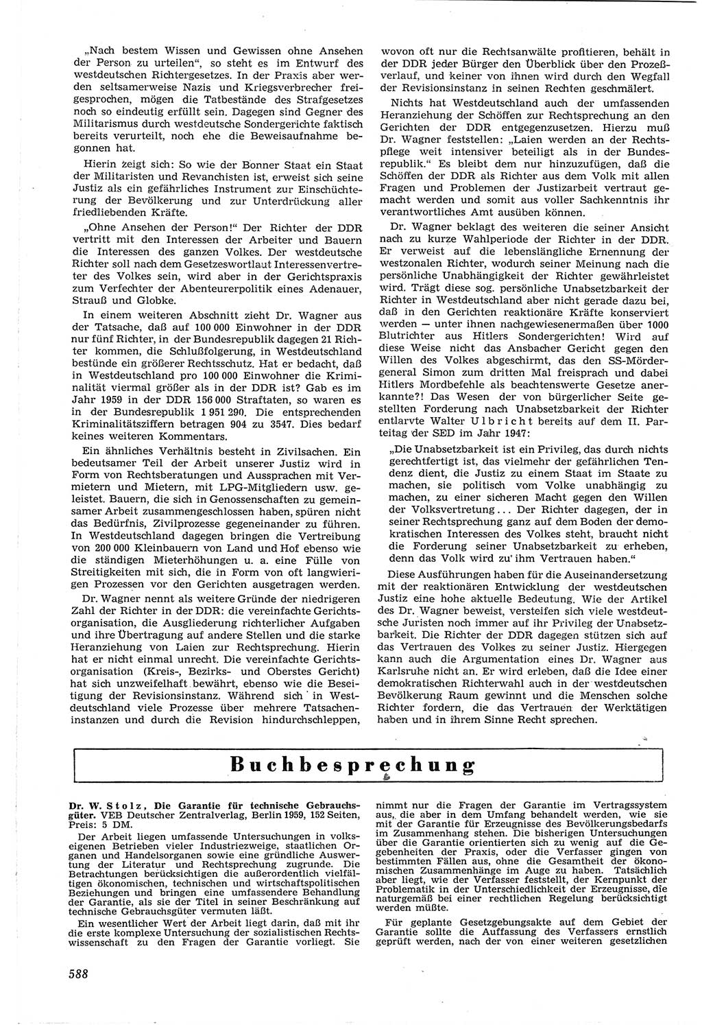 Neue Justiz (NJ), Zeitschrift für Recht und Rechtswissenschaft [Deutsche Demokratische Republik (DDR)], 14. Jahrgang 1960, Seite 588 (NJ DDR 1960, S. 588)
