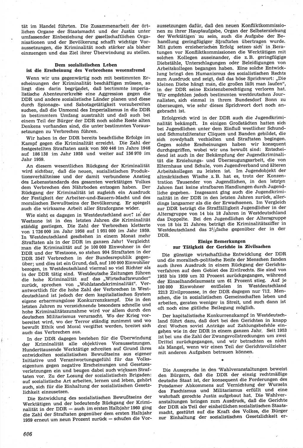 Neue Justiz (NJ), Zeitschrift für Recht und Rechtswissenschaft [Deutsche Demokratische Republik (DDR)], 14. Jahrgang 1960, Seite 606 (NJ DDR 1960, S. 606)