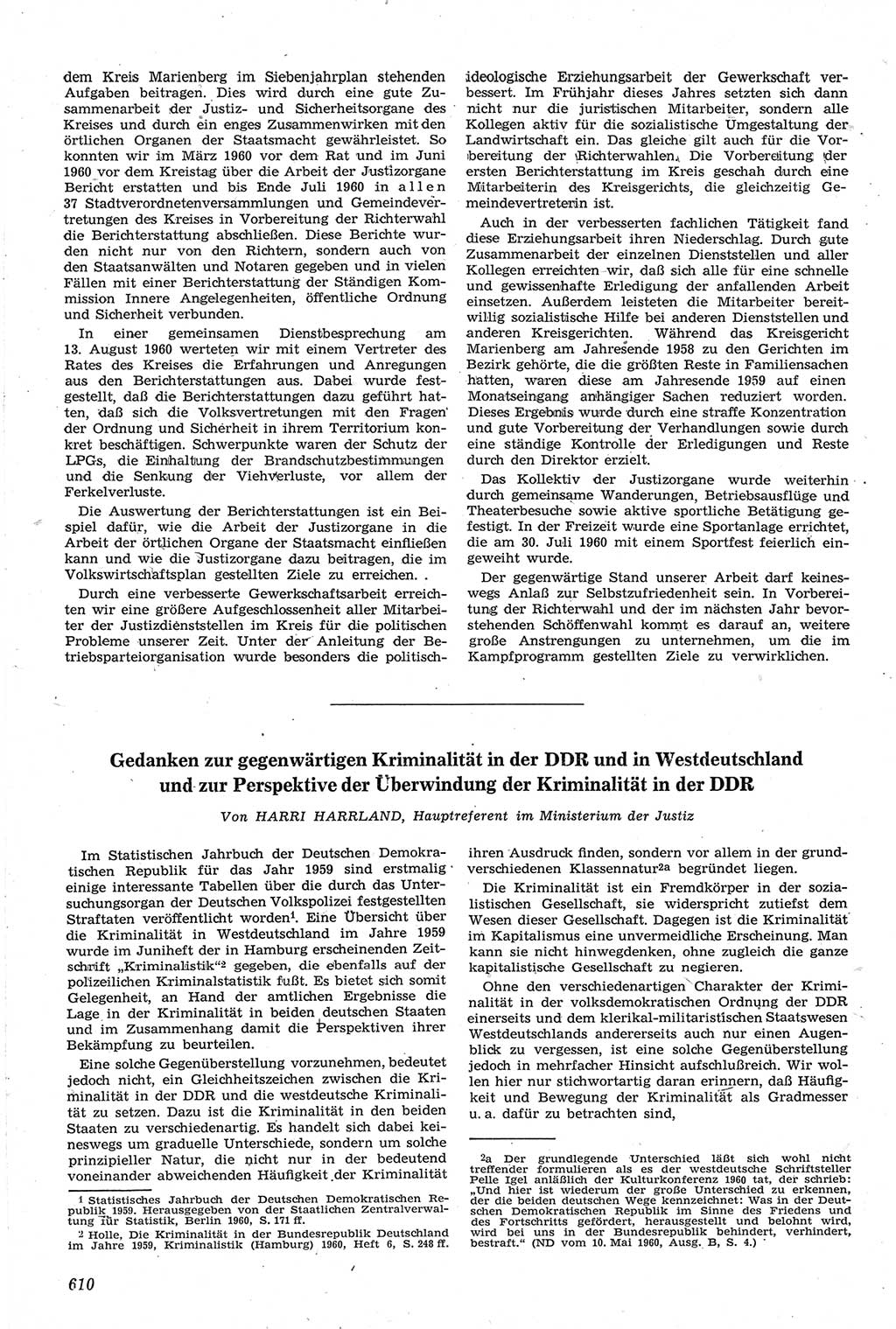 Neue Justiz (NJ), Zeitschrift für Recht und Rechtswissenschaft [Deutsche Demokratische Republik (DDR)], 14. Jahrgang 1960, Seite 610 (NJ DDR 1960, S. 610)