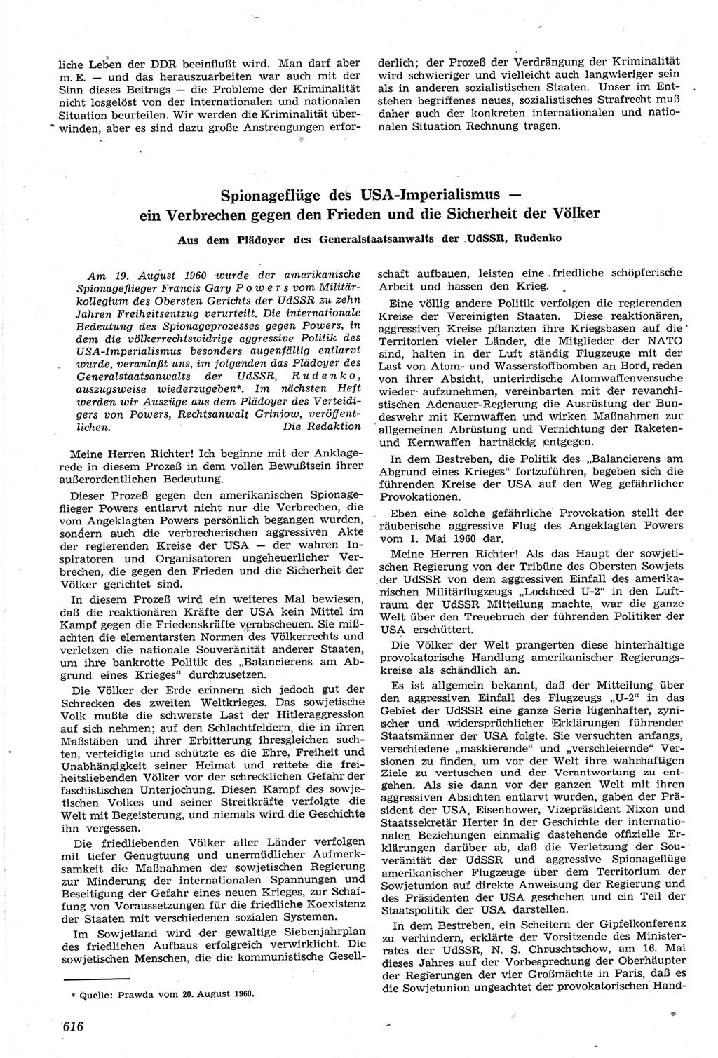 Neue Justiz (NJ), Zeitschrift für Recht und Rechtswissenschaft [Deutsche Demokratische Republik (DDR)], 14. Jahrgang 1960, Seite 616 (NJ DDR 1960, S. 616)