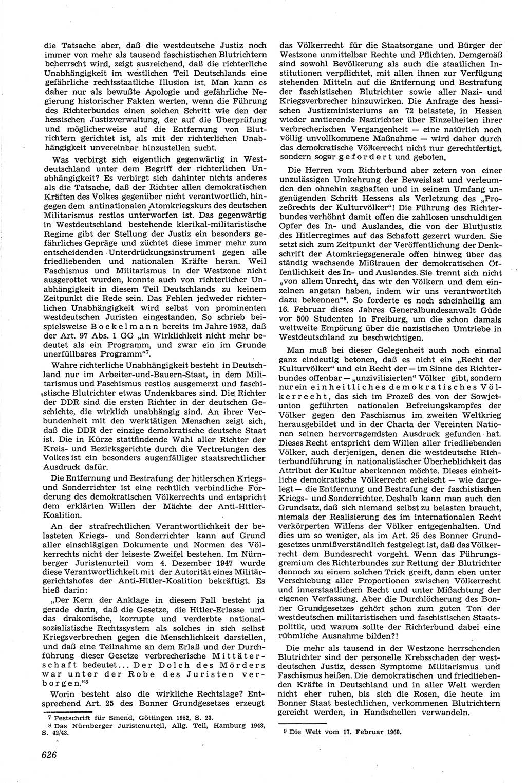 Neue Justiz (NJ), Zeitschrift für Recht und Rechtswissenschaft [Deutsche Demokratische Republik (DDR)], 14. Jahrgang 1960, Seite 626 (NJ DDR 1960, S. 626)