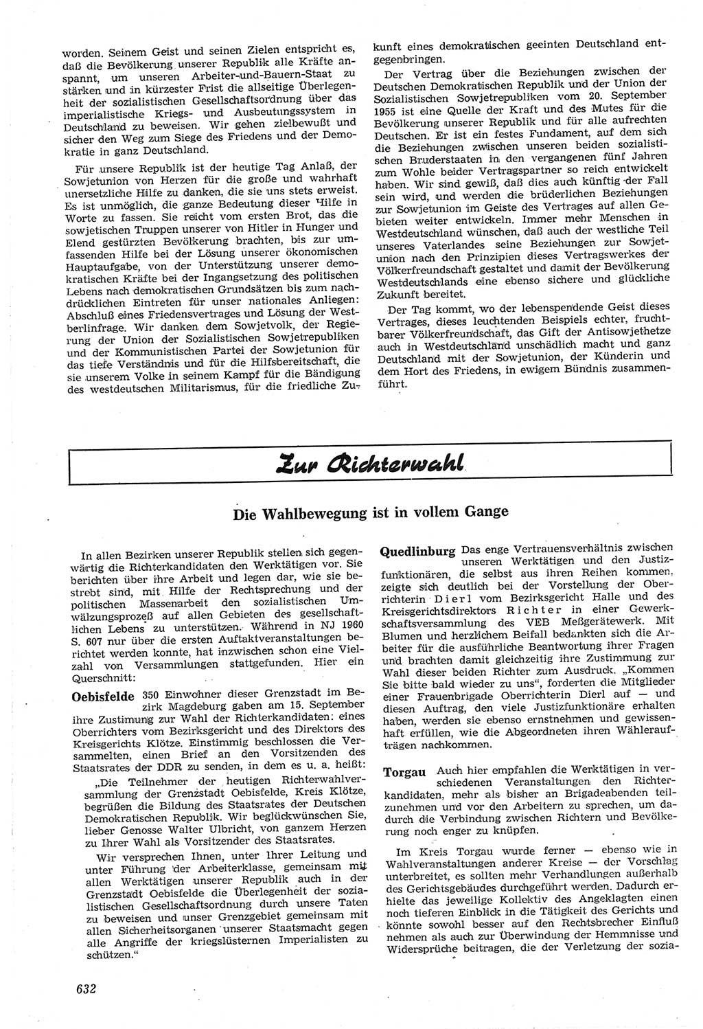 Neue Justiz (NJ), Zeitschrift für Recht und Rechtswissenschaft [Deutsche Demokratische Republik (DDR)], 14. Jahrgang 1960, Seite 632 (NJ DDR 1960, S. 632)