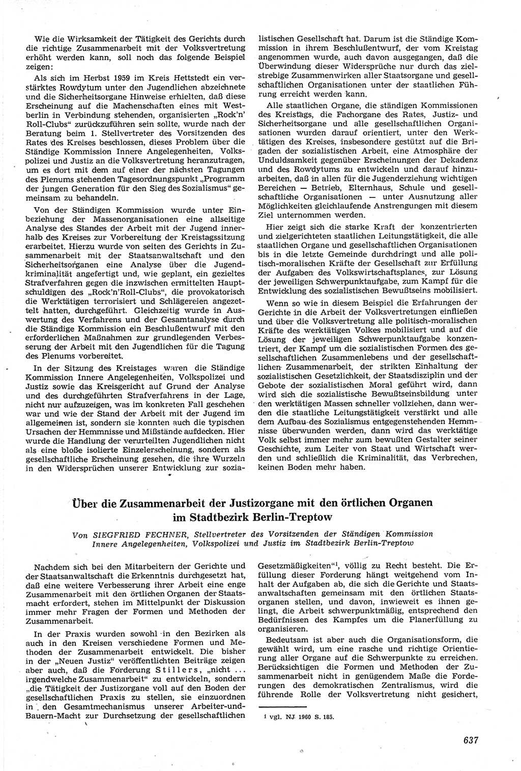 Neue Justiz (NJ), Zeitschrift für Recht und Rechtswissenschaft [Deutsche Demokratische Republik (DDR)], 14. Jahrgang 1960, Seite 637 (NJ DDR 1960, S. 637)