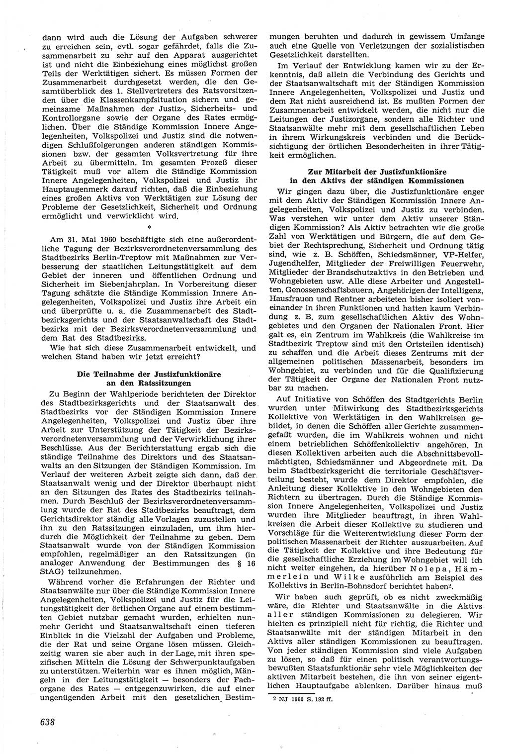 Neue Justiz (NJ), Zeitschrift für Recht und Rechtswissenschaft [Deutsche Demokratische Republik (DDR)], 14. Jahrgang 1960, Seite 638 (NJ DDR 1960, S. 638)