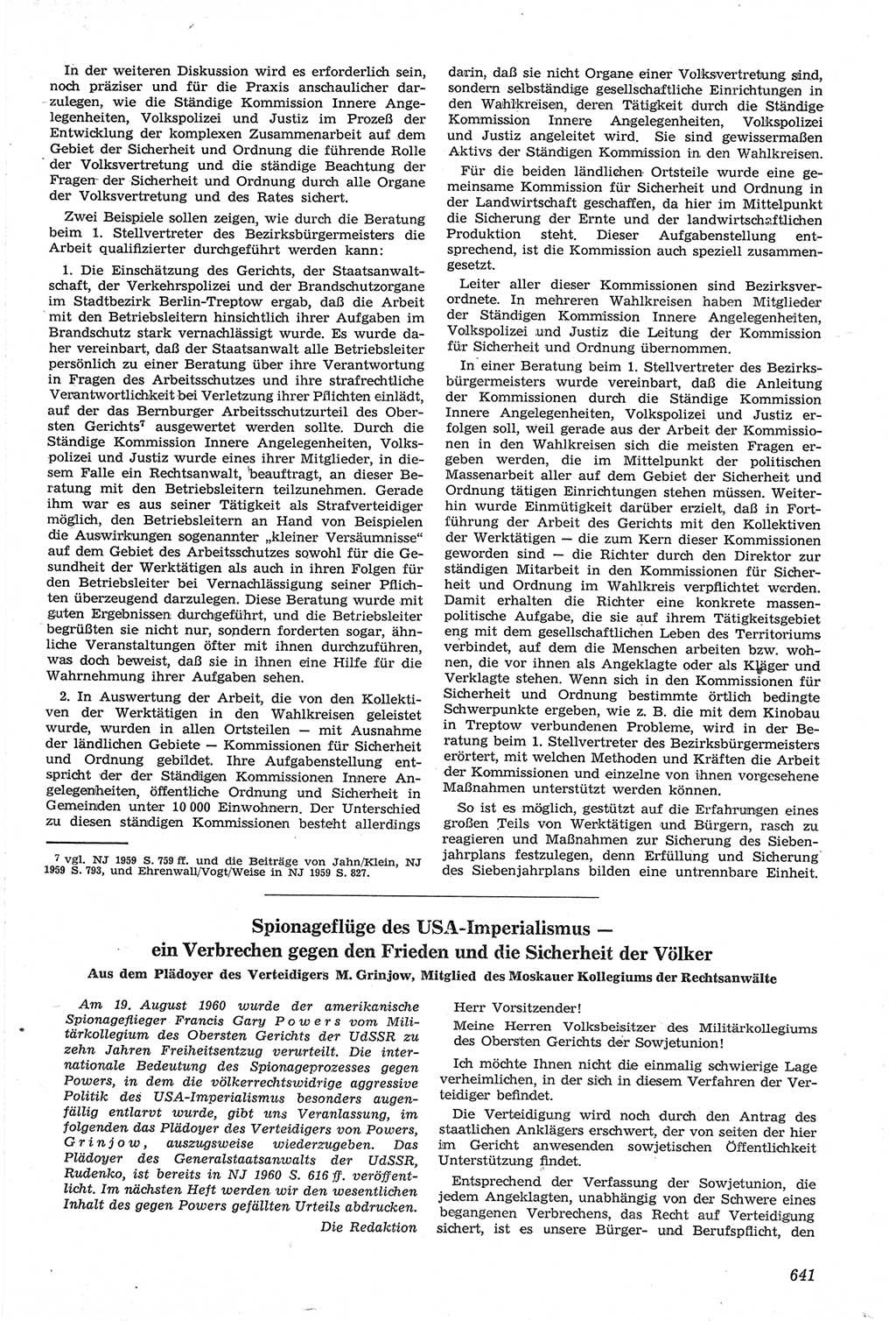 Neue Justiz (NJ), Zeitschrift für Recht und Rechtswissenschaft [Deutsche Demokratische Republik (DDR)], 14. Jahrgang 1960, Seite 641 (NJ DDR 1960, S. 641)