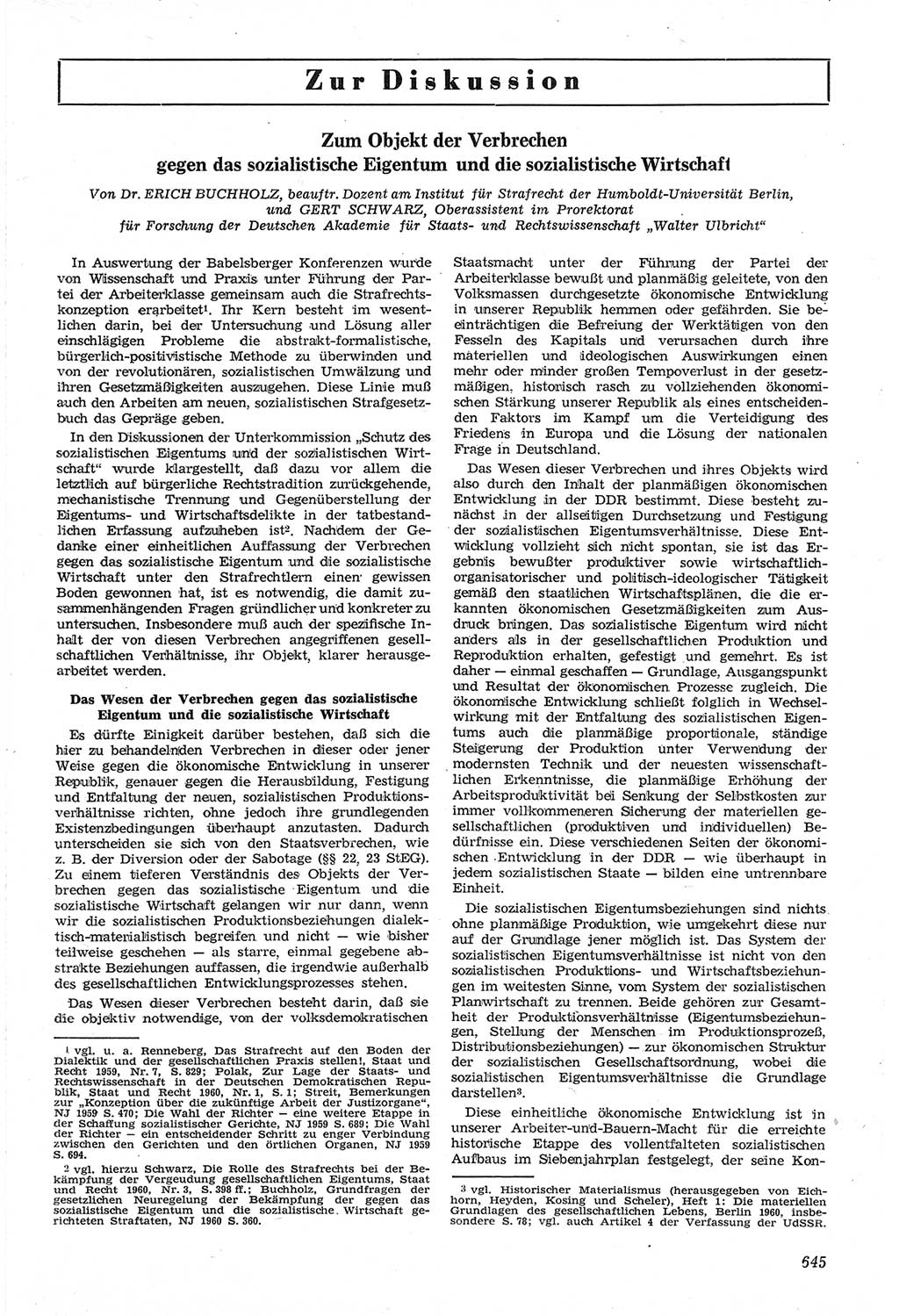 Neue Justiz (NJ), Zeitschrift für Recht und Rechtswissenschaft [Deutsche Demokratische Republik (DDR)], 14. Jahrgang 1960, Seite 645 (NJ DDR 1960, S. 645)