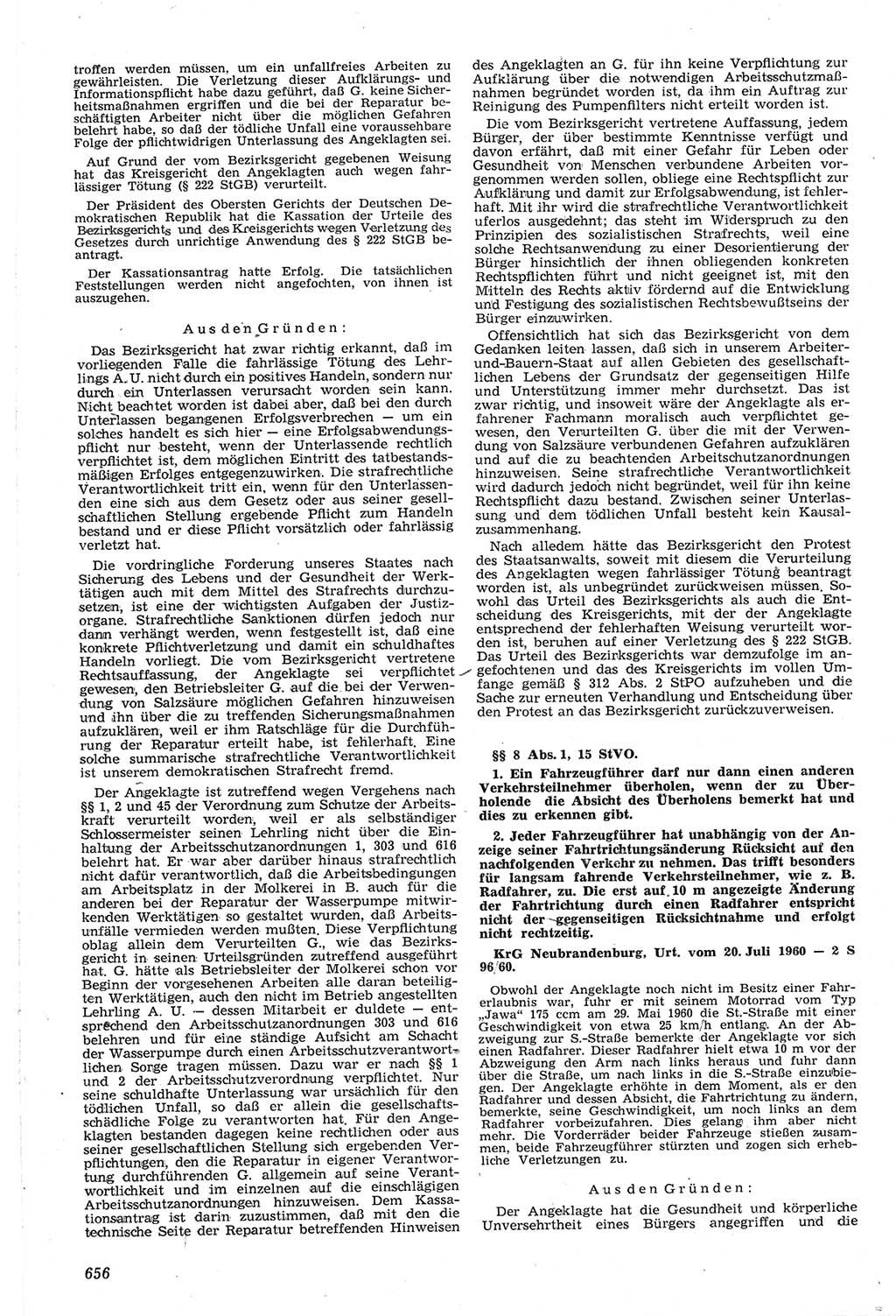 Neue Justiz (NJ), Zeitschrift für Recht und Rechtswissenschaft [Deutsche Demokratische Republik (DDR)], 14. Jahrgang 1960, Seite 656 (NJ DDR 1960, S. 656)