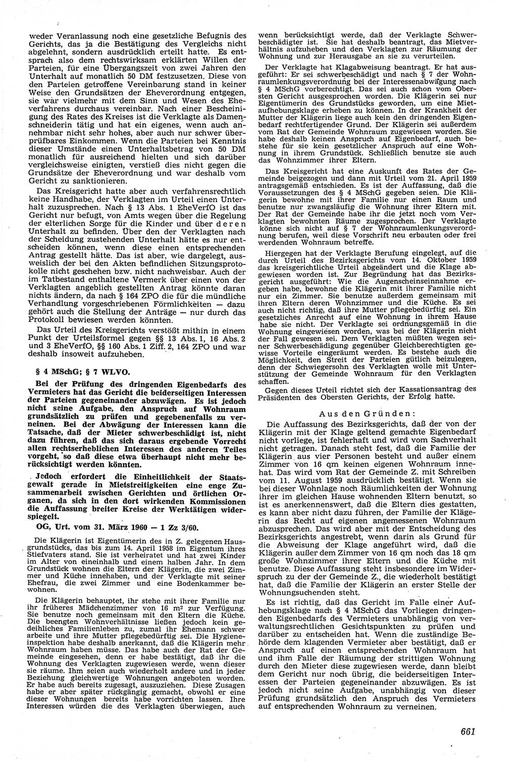 Neue Justiz (NJ), Zeitschrift für Recht und Rechtswissenschaft [Deutsche Demokratische Republik (DDR)], 14. Jahrgang 1960, Seite 661 (NJ DDR 1960, S. 661)