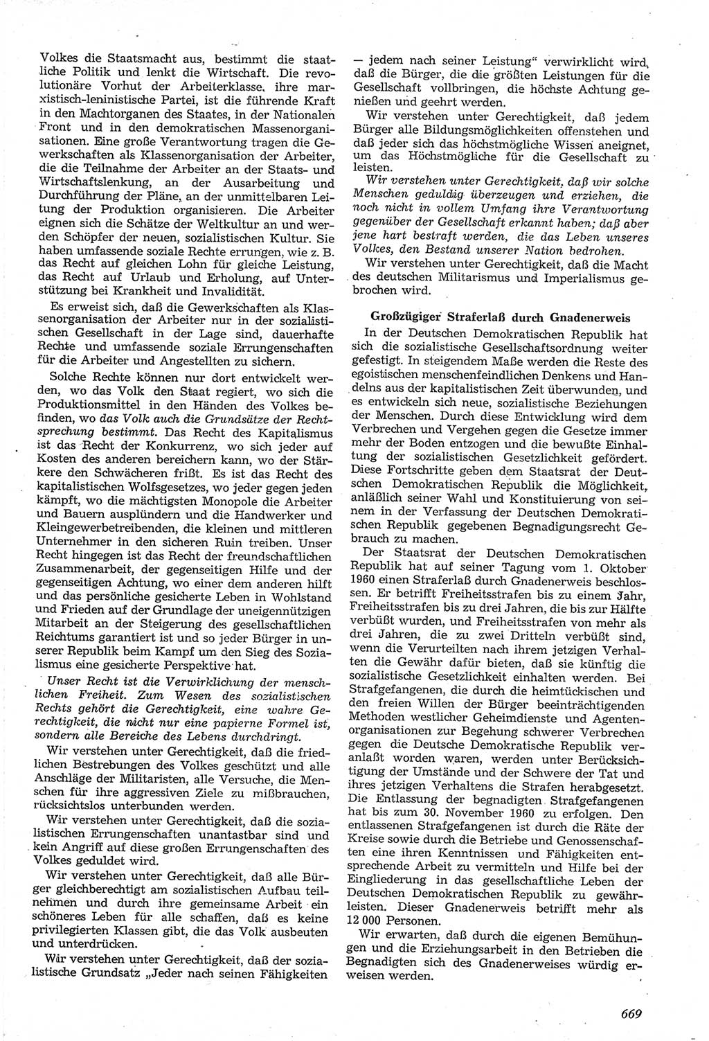Neue Justiz (NJ), Zeitschrift für Recht und Rechtswissenschaft [Deutsche Demokratische Republik (DDR)], 14. Jahrgang 1960, Seite 669 (NJ DDR 1960, S. 669)