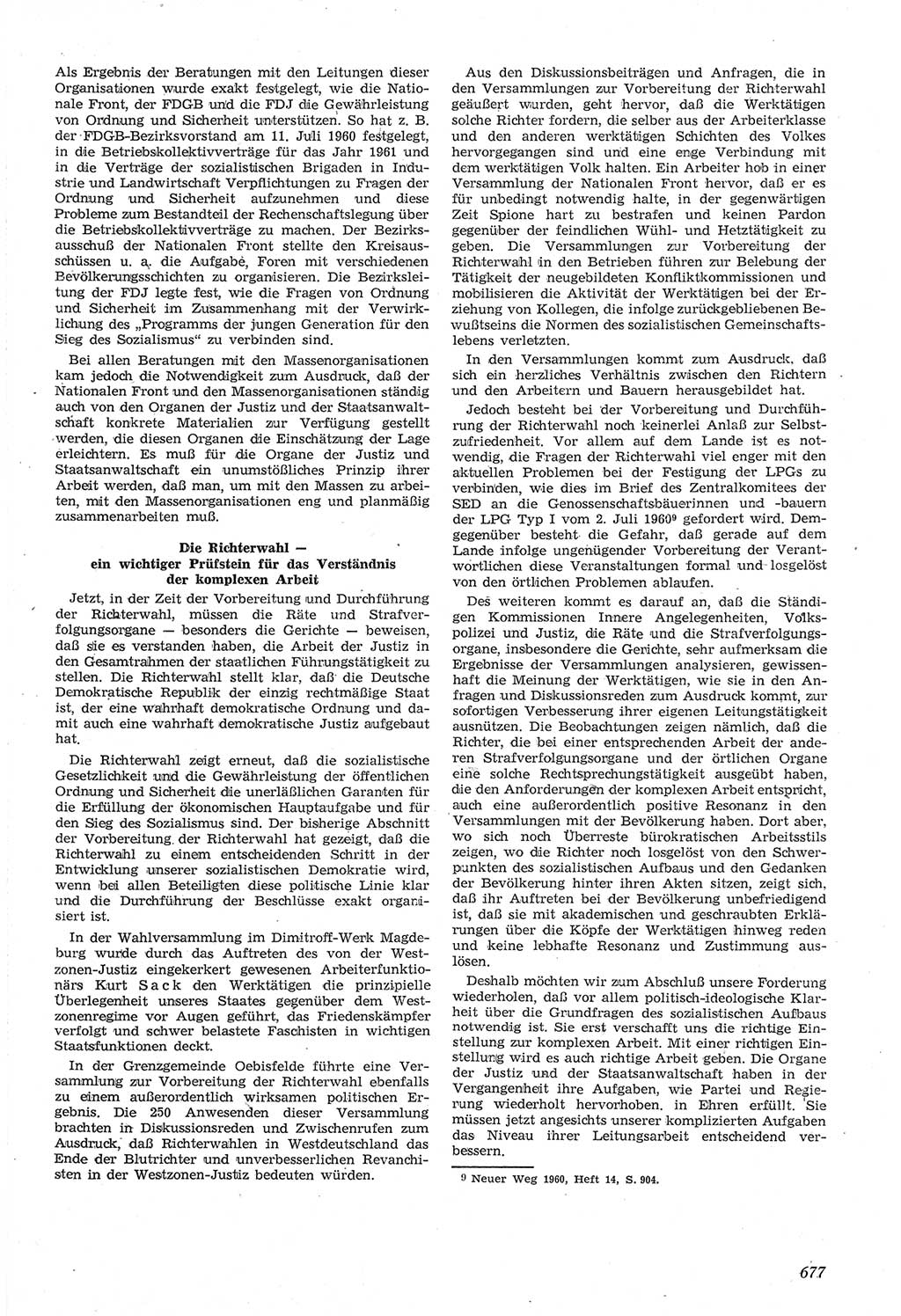 Neue Justiz (NJ), Zeitschrift für Recht und Rechtswissenschaft [Deutsche Demokratische Republik (DDR)], 14. Jahrgang 1960, Seite 677 (NJ DDR 1960, S. 677)