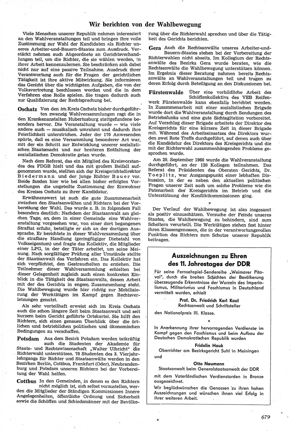 Neue Justiz (NJ), Zeitschrift für Recht und Rechtswissenschaft [Deutsche Demokratische Republik (DDR)], 14. Jahrgang 1960, Seite 679 (NJ DDR 1960, S. 679)