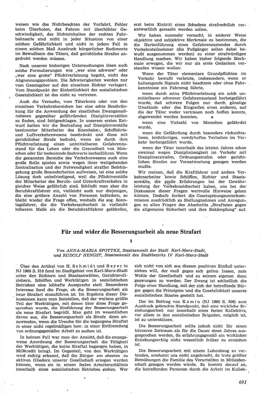Neue Justiz (NJ), Zeitschrift für Recht und Rechtswissenschaft [Deutsche Demokratische Republik (DDR)], 14. Jahrgang 1960, Seite 691 (NJ DDR 1960, S. 691)