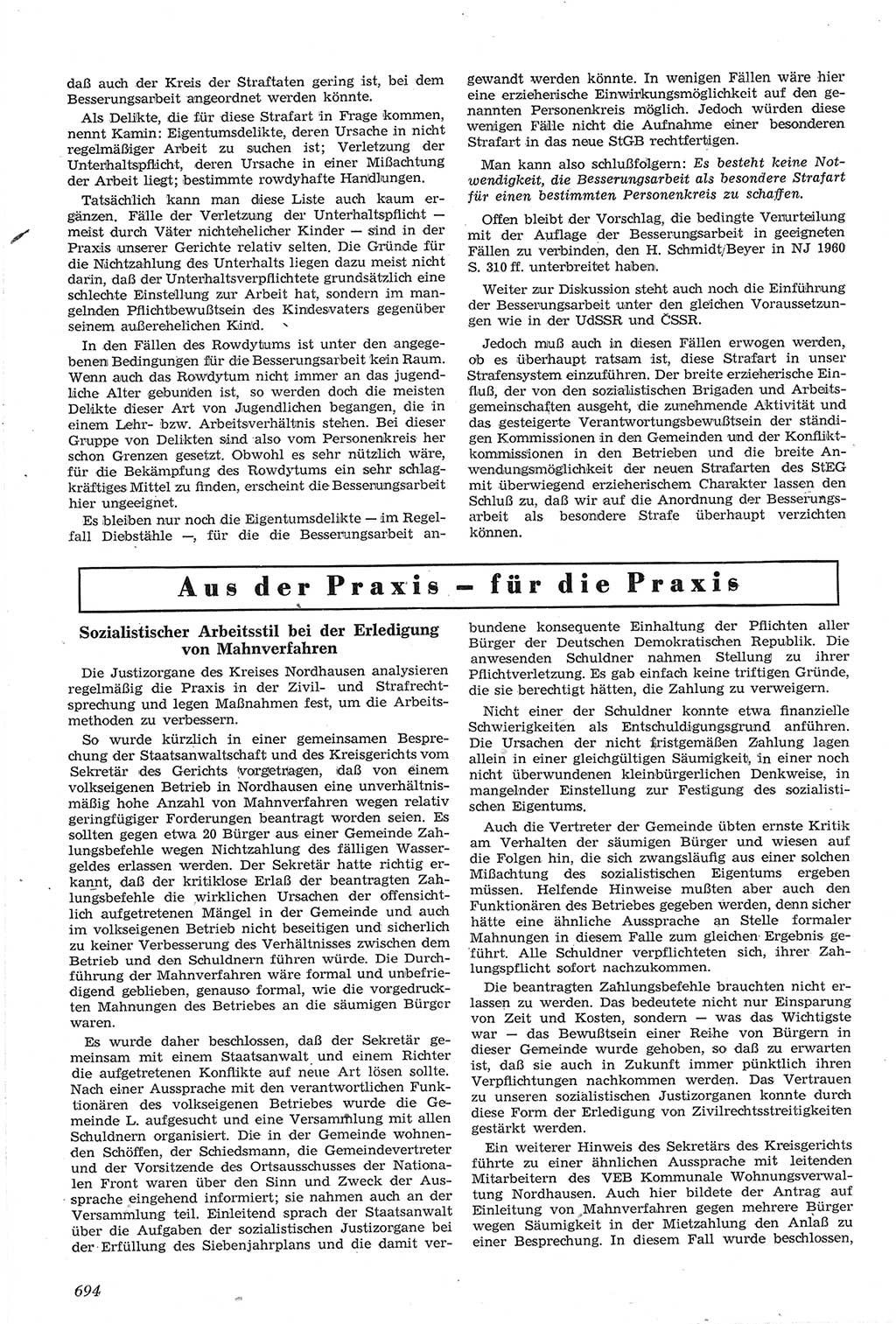Neue Justiz (NJ), Zeitschrift für Recht und Rechtswissenschaft [Deutsche Demokratische Republik (DDR)], 14. Jahrgang 1960, Seite 694 (NJ DDR 1960, S. 694)