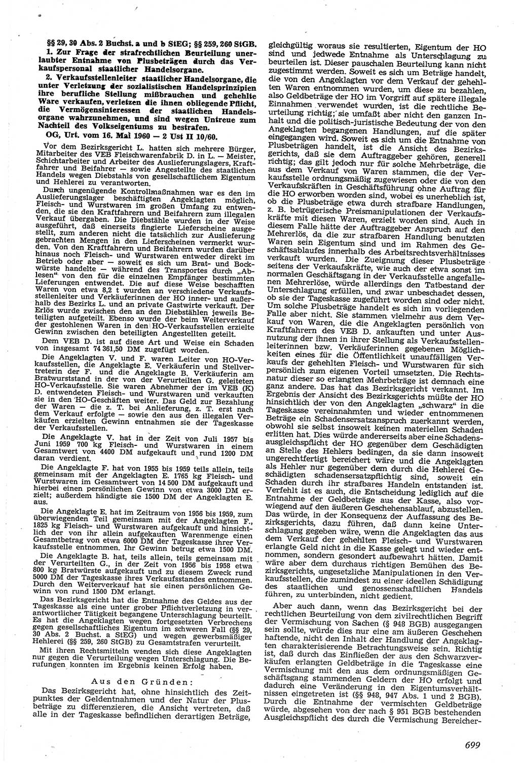 Neue Justiz (NJ), Zeitschrift für Recht und Rechtswissenschaft [Deutsche Demokratische Republik (DDR)], 14. Jahrgang 1960, Seite 699 (NJ DDR 1960, S. 699)