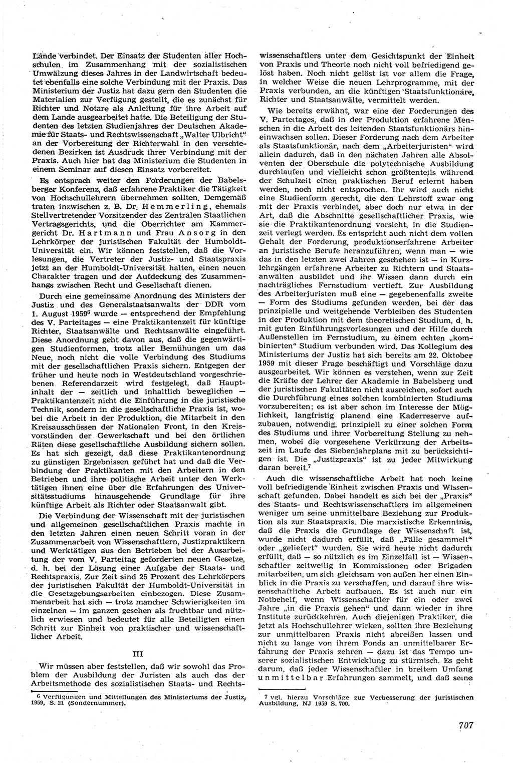 Neue Justiz (NJ), Zeitschrift für Recht und Rechtswissenschaft [Deutsche Demokratische Republik (DDR)], 14. Jahrgang 1960, Seite 707 (NJ DDR 1960, S. 707)