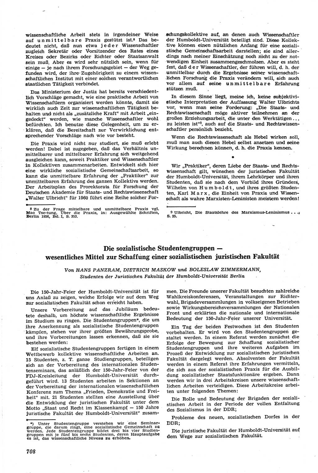 Neue Justiz (NJ), Zeitschrift für Recht und Rechtswissenschaft [Deutsche Demokratische Republik (DDR)], 14. Jahrgang 1960, Seite 708 (NJ DDR 1960, S. 708)
