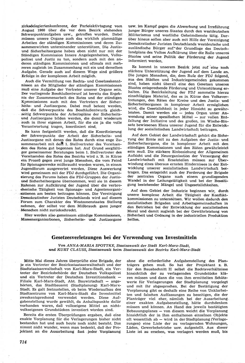 Neue Justiz (NJ), Zeitschrift für Recht und Rechtswissenschaft [Deutsche Demokratische Republik (DDR)], 14. Jahrgang 1960, Seite 714 (NJ DDR 1960, S. 714)