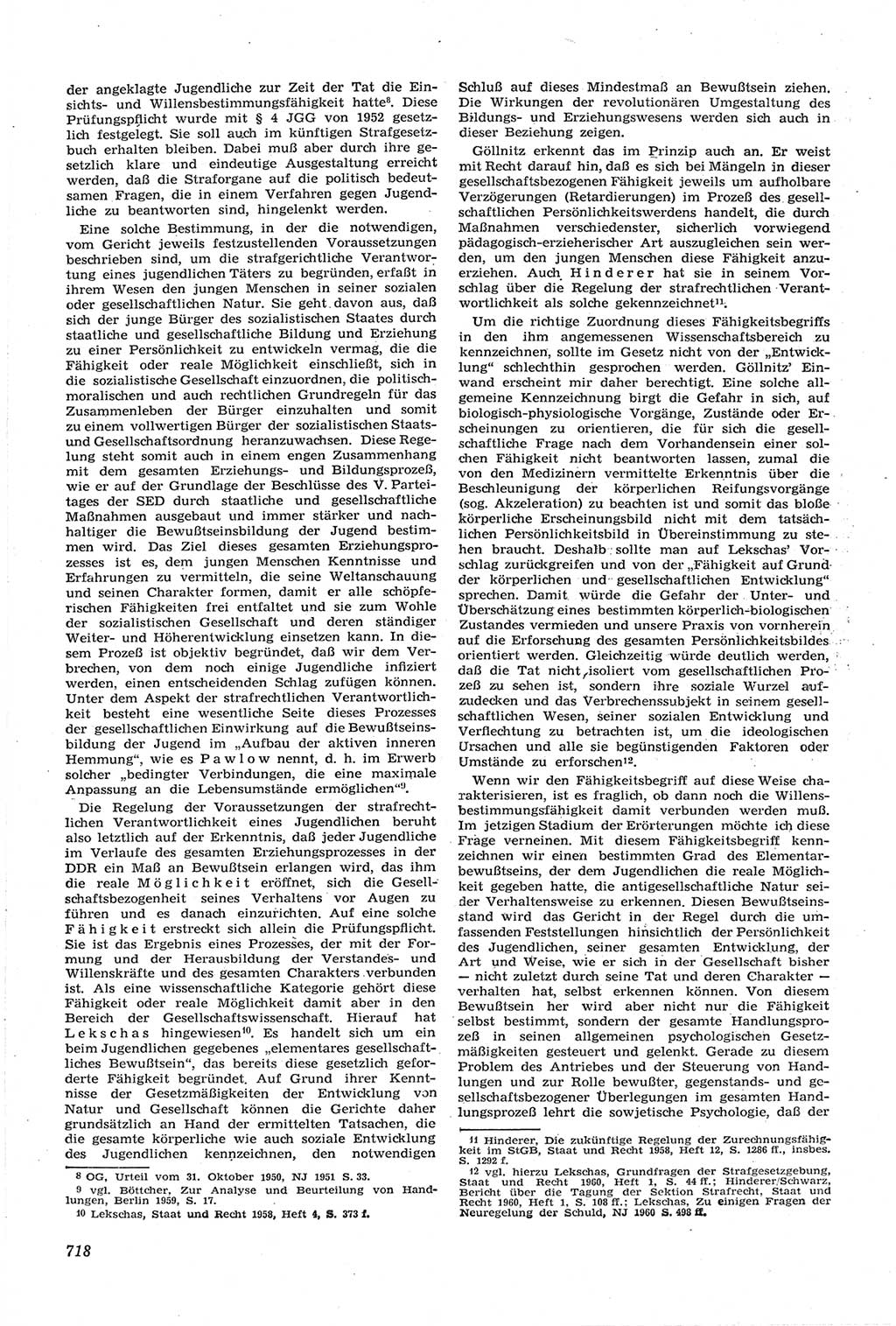 Neue Justiz (NJ), Zeitschrift für Recht und Rechtswissenschaft [Deutsche Demokratische Republik (DDR)], 14. Jahrgang 1960, Seite 718 (NJ DDR 1960, S. 718)