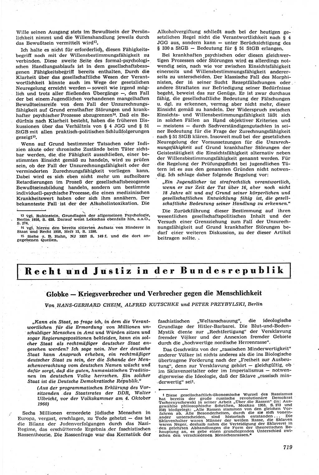 Neue Justiz (NJ), Zeitschrift für Recht und Rechtswissenschaft [Deutsche Demokratische Republik (DDR)], 14. Jahrgang 1960, Seite 719 (NJ DDR 1960, S. 719)
