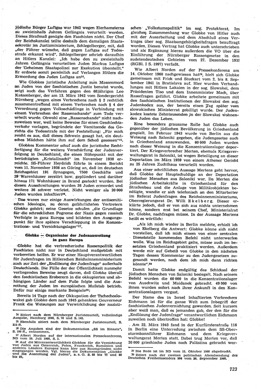 Neue Justiz (NJ), Zeitschrift für Recht und Rechtswissenschaft [Deutsche Demokratische Republik (DDR)], 14. Jahrgang 1960, Seite 723 (NJ DDR 1960, S. 723)