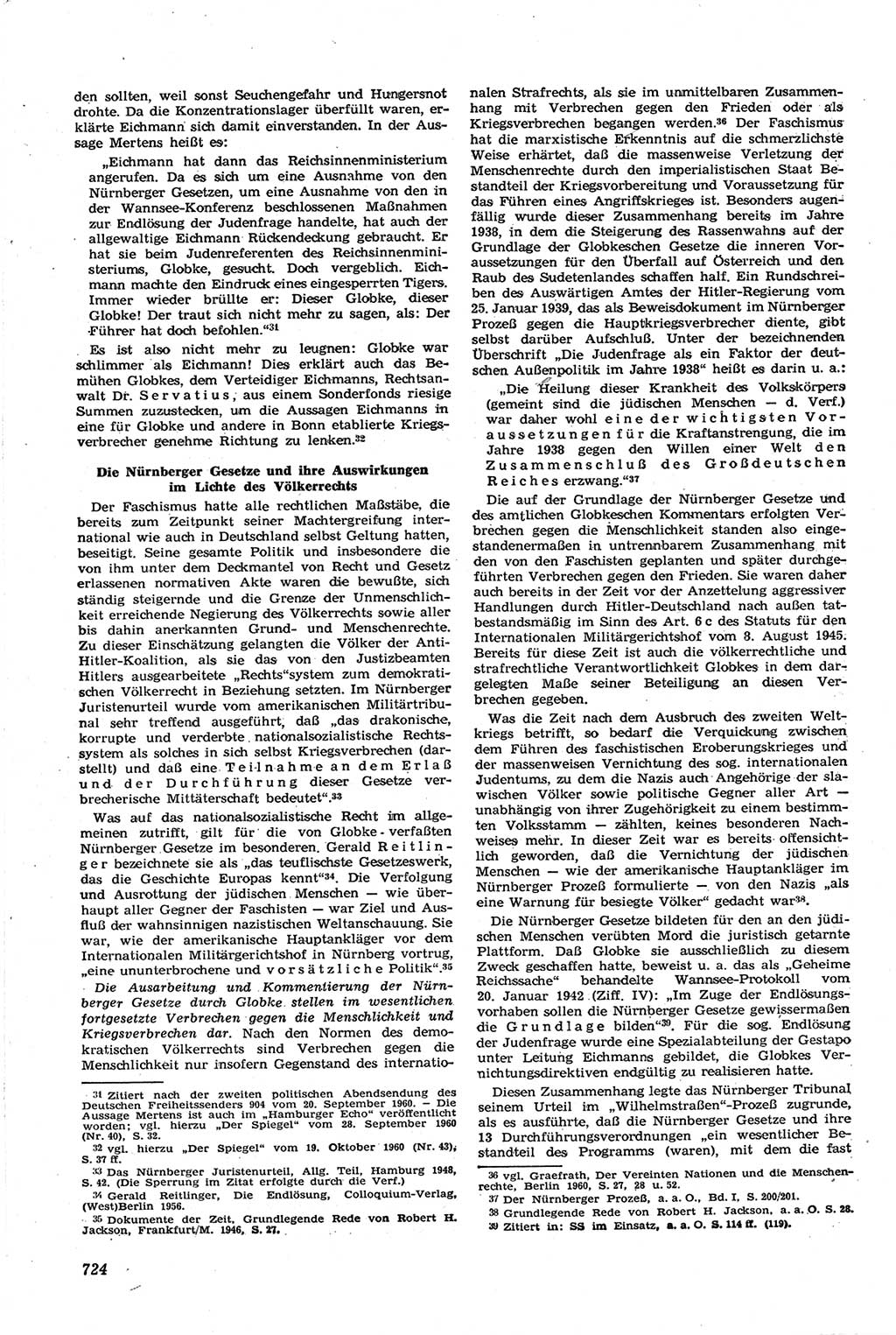 Neue Justiz (NJ), Zeitschrift für Recht und Rechtswissenschaft [Deutsche Demokratische Republik (DDR)], 14. Jahrgang 1960, Seite 724 (NJ DDR 1960, S. 724)