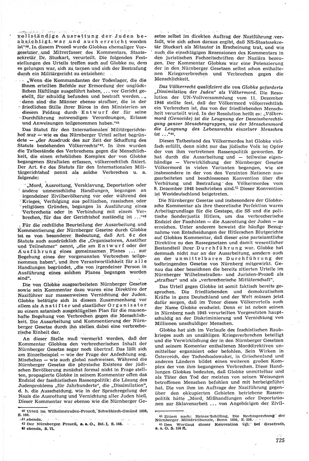 Neue Justiz (NJ), Zeitschrift für Recht und Rechtswissenschaft [Deutsche Demokratische Republik (DDR)], 14. Jahrgang 1960, Seite 725 (NJ DDR 1960, S. 725)