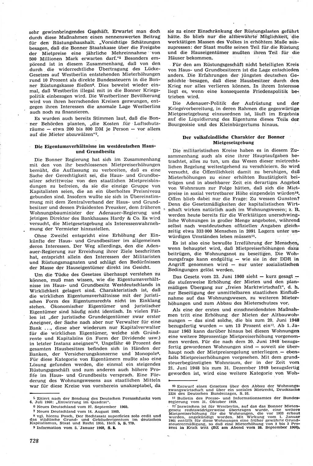 Neue Justiz (NJ), Zeitschrift für Recht und Rechtswissenschaft [Deutsche Demokratische Republik (DDR)], 14. Jahrgang 1960, Seite 728 (NJ DDR 1960, S. 728)