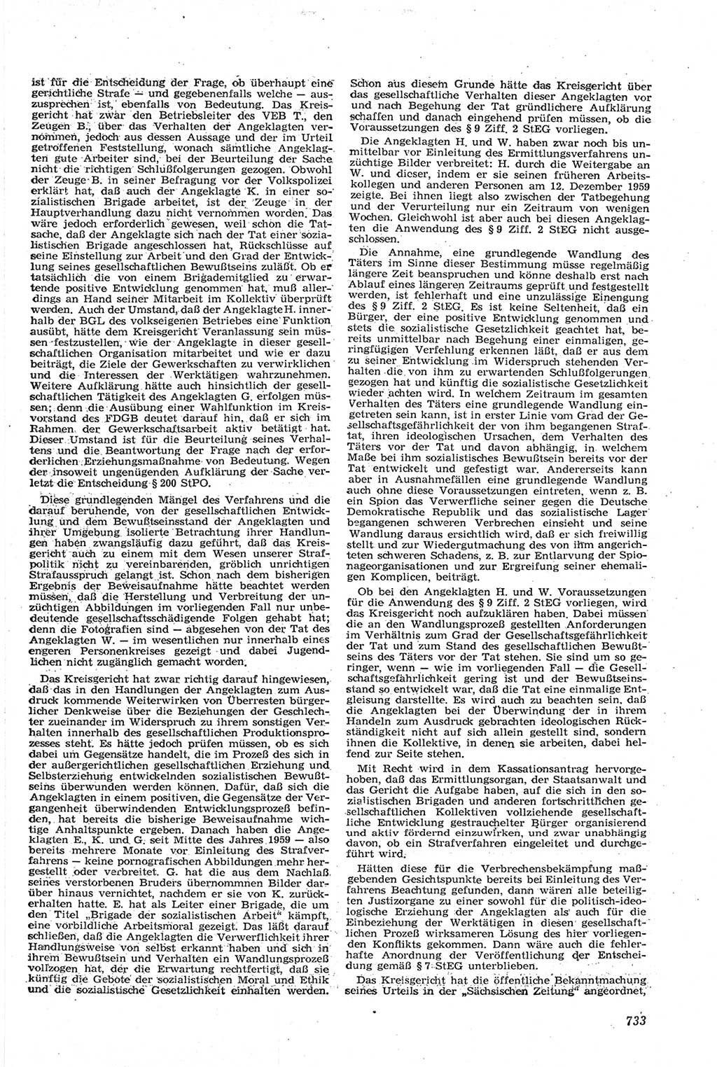 Neue Justiz (NJ), Zeitschrift für Recht und Rechtswissenschaft [Deutsche Demokratische Republik (DDR)], 14. Jahrgang 1960, Seite 733 (NJ DDR 1960, S. 733)