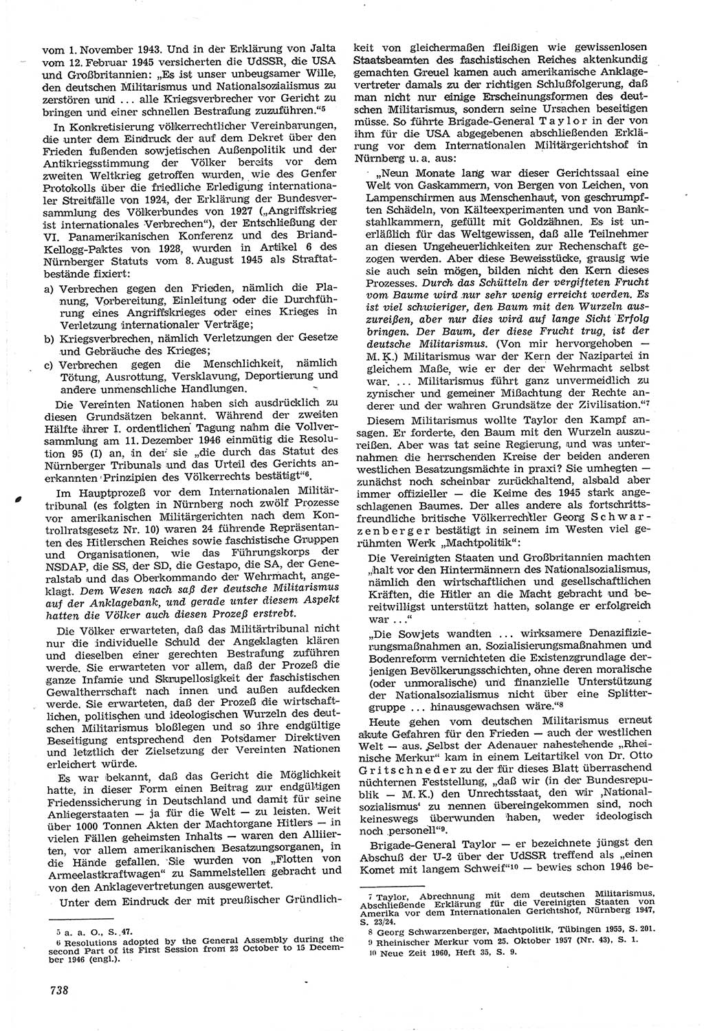 Neue Justiz (NJ), Zeitschrift für Recht und Rechtswissenschaft [Deutsche Demokratische Republik (DDR)], 14. Jahrgang 1960, Seite 738 (NJ DDR 1960, S. 738)