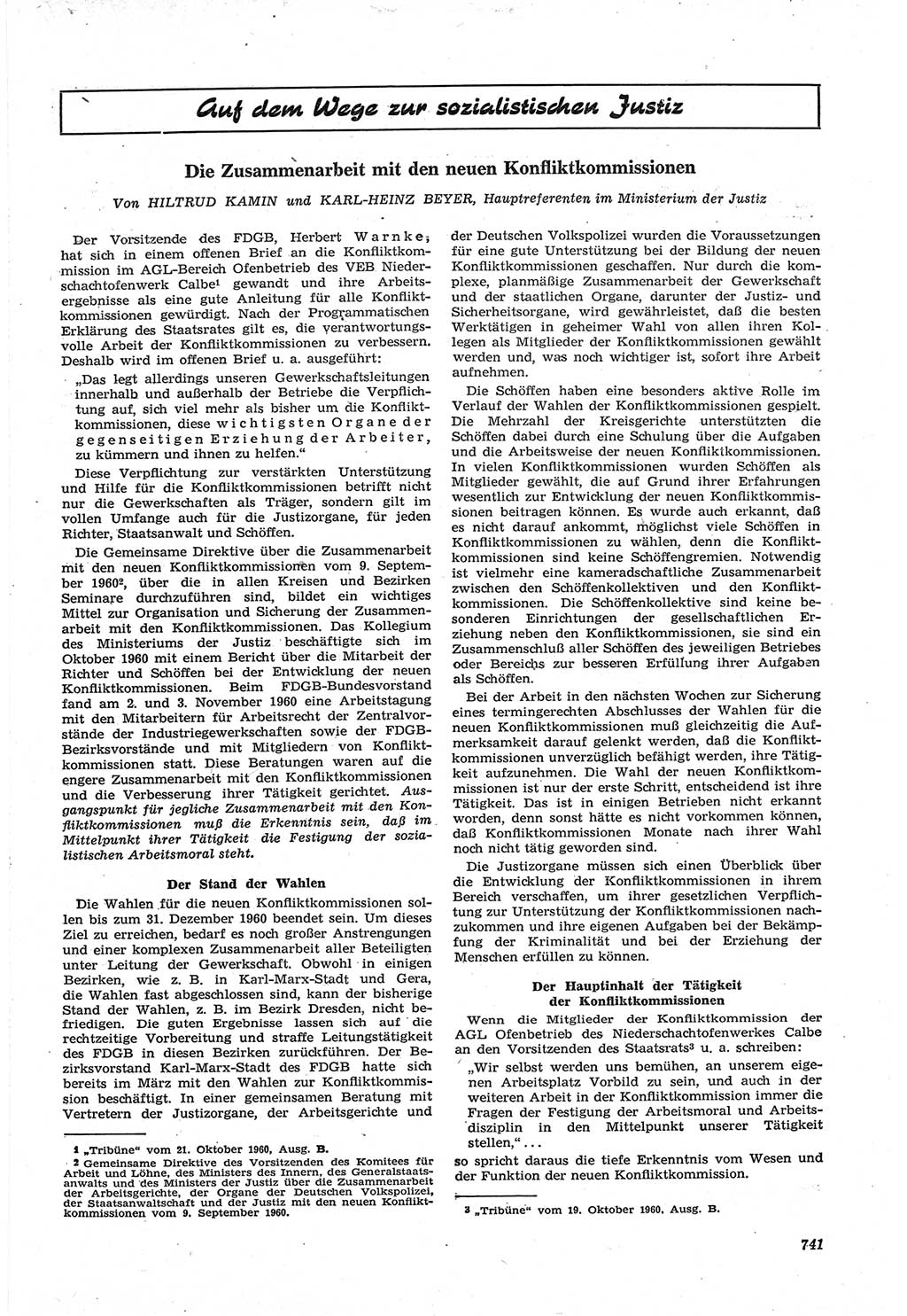 Neue Justiz (NJ), Zeitschrift für Recht und Rechtswissenschaft [Deutsche Demokratische Republik (DDR)], 14. Jahrgang 1960, Seite 741 (NJ DDR 1960, S. 741)