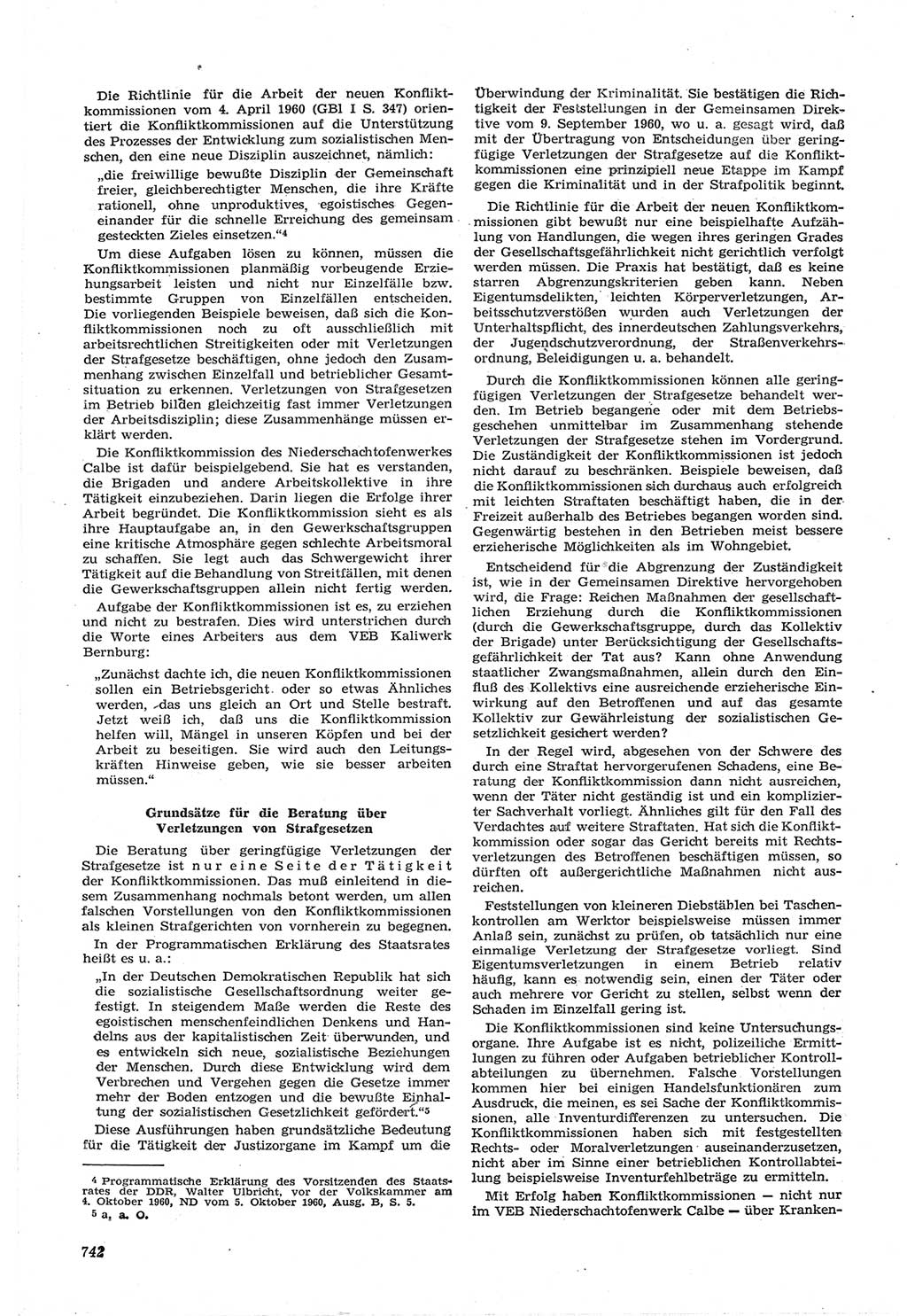 Neue Justiz (NJ), Zeitschrift für Recht und Rechtswissenschaft [Deutsche Demokratische Republik (DDR)], 14. Jahrgang 1960, Seite 742 (NJ DDR 1960, S. 742)