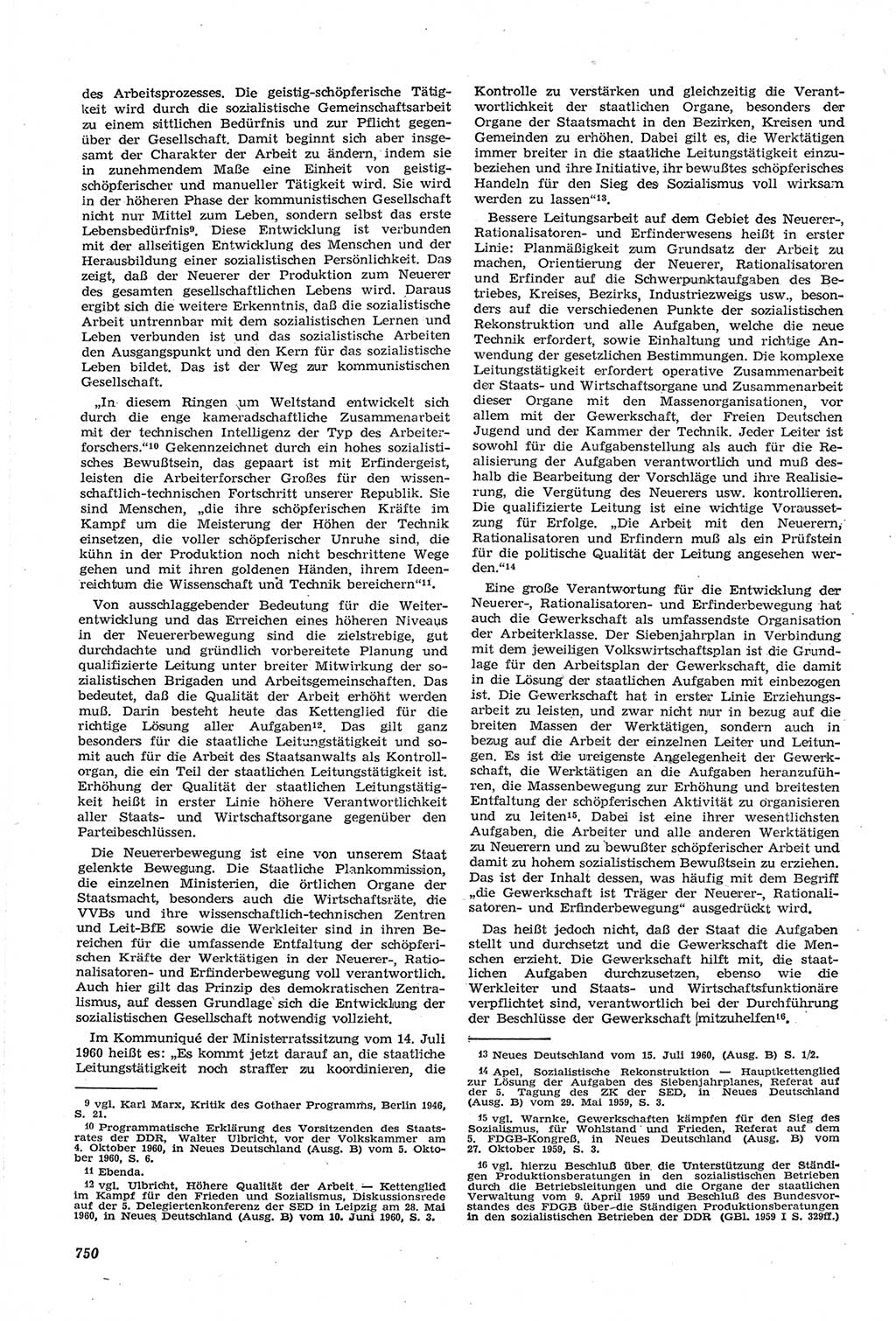 Neue Justiz (NJ), Zeitschrift für Recht und Rechtswissenschaft [Deutsche Demokratische Republik (DDR)], 14. Jahrgang 1960, Seite 750 (NJ DDR 1960, S. 750)