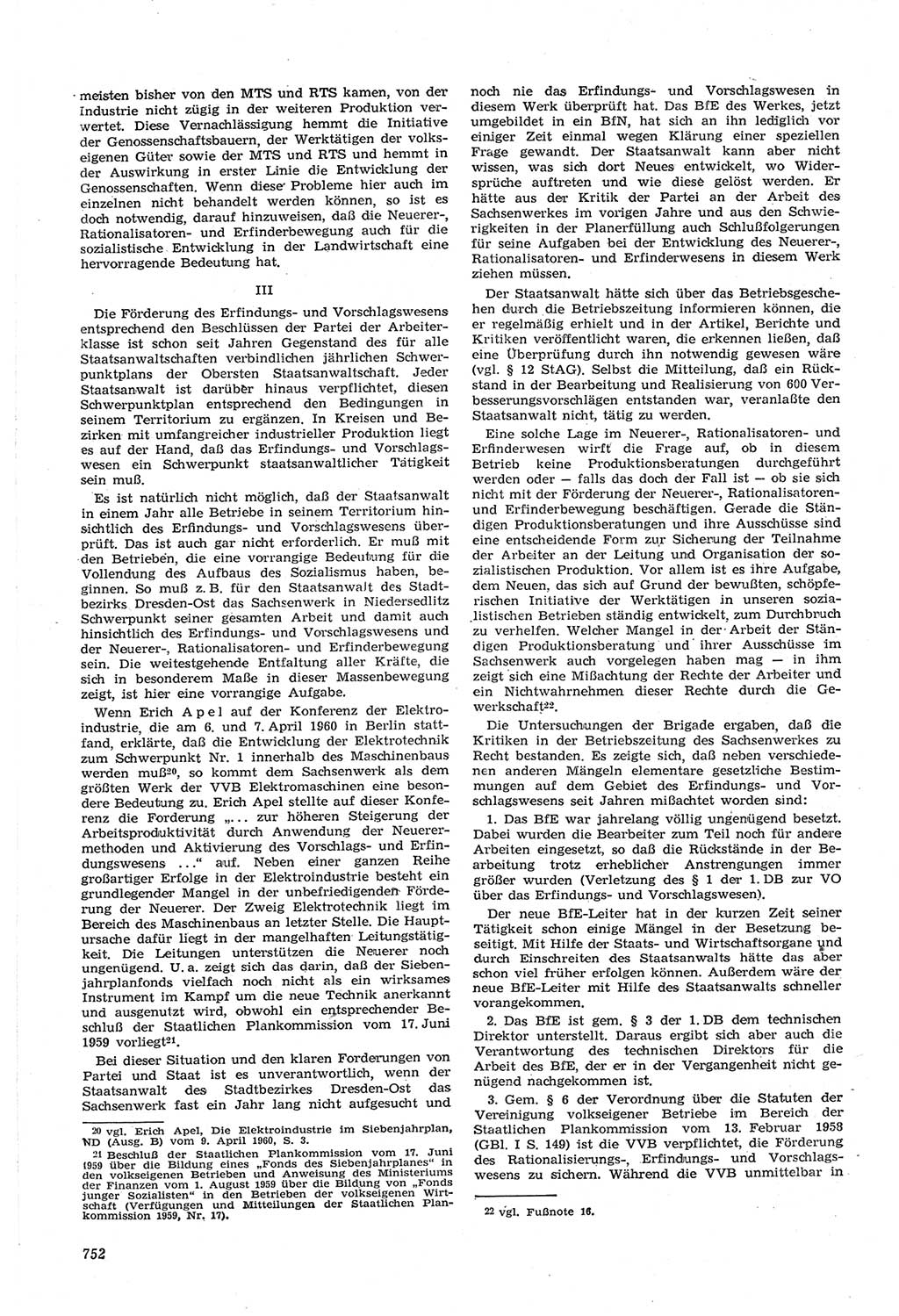 Neue Justiz (NJ), Zeitschrift für Recht und Rechtswissenschaft [Deutsche Demokratische Republik (DDR)], 14. Jahrgang 1960, Seite 752 (NJ DDR 1960, S. 752)