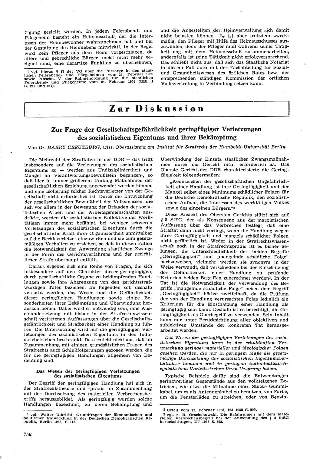 Neue Justiz (NJ), Zeitschrift für Recht und Rechtswissenschaft [Deutsche Demokratische Republik (DDR)], 14. Jahrgang 1960, Seite 756 (NJ DDR 1960, S. 756)