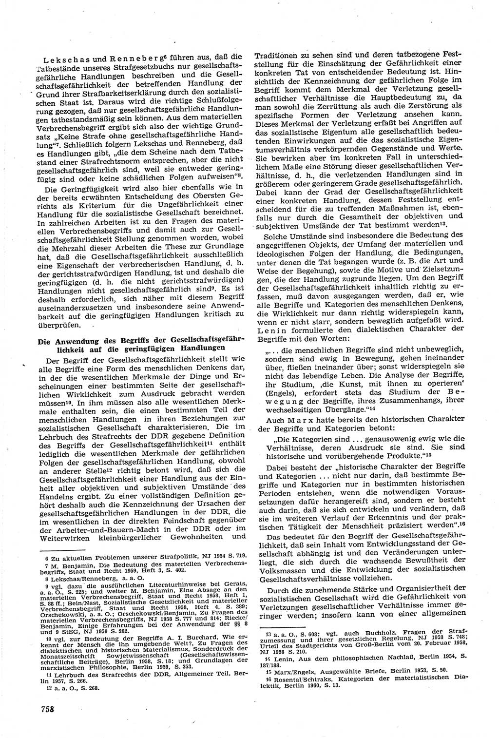 Neue Justiz (NJ), Zeitschrift für Recht und Rechtswissenschaft [Deutsche Demokratische Republik (DDR)], 14. Jahrgang 1960, Seite 758 (NJ DDR 1960, S. 758)