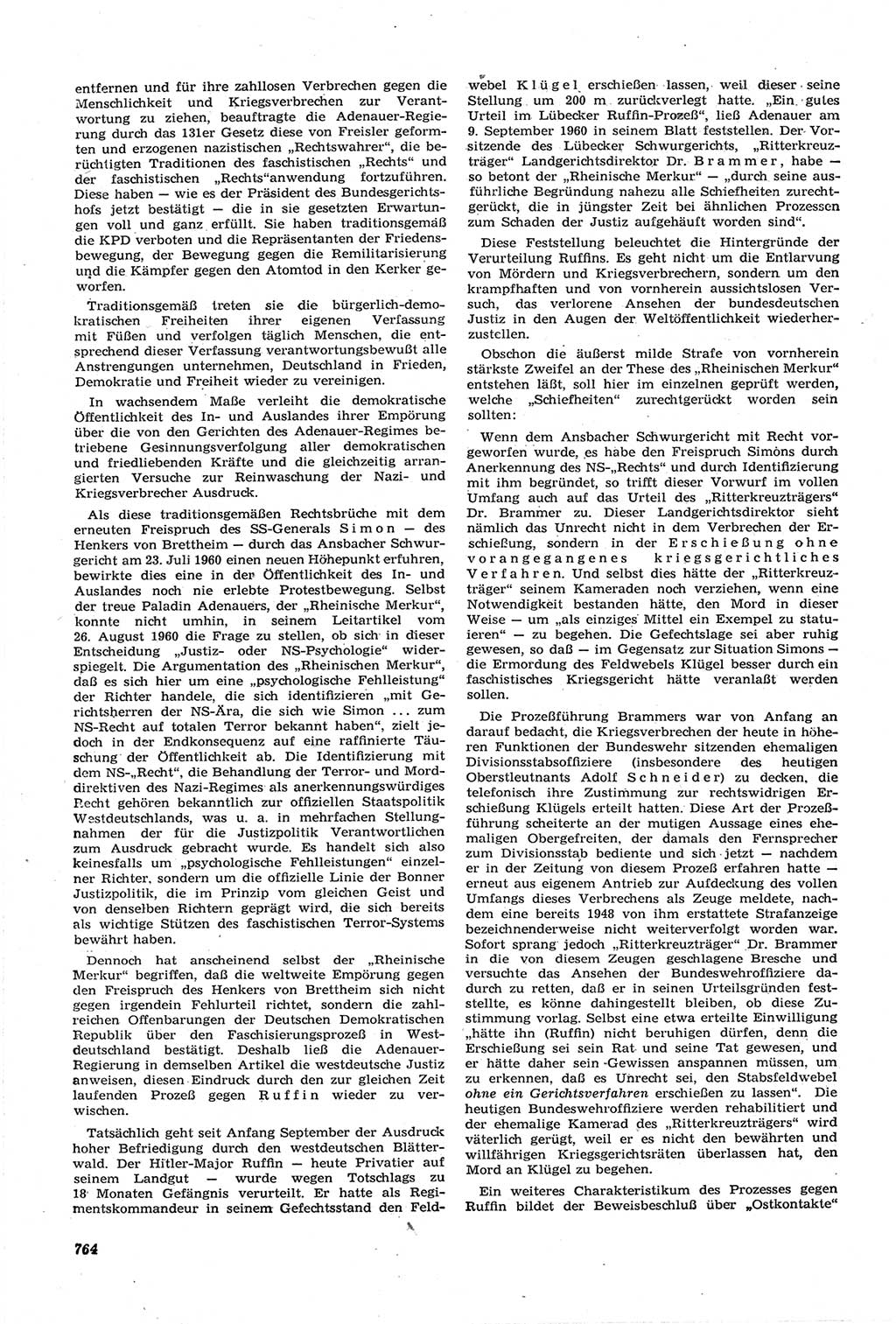 Neue Justiz (NJ), Zeitschrift für Recht und Rechtswissenschaft [Deutsche Demokratische Republik (DDR)], 14. Jahrgang 1960, Seite 764 (NJ DDR 1960, S. 764)