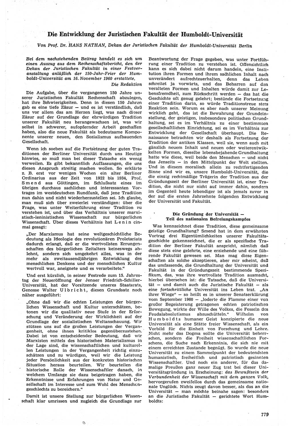 Neue Justiz (NJ), Zeitschrift für Recht und Rechtswissenschaft [Deutsche Demokratische Republik (DDR)], 14. Jahrgang 1960, Seite 779 (NJ DDR 1960, S. 779)
