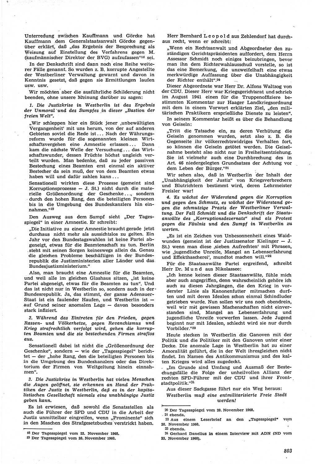 Neue Justiz (NJ), Zeitschrift für Recht und Rechtswissenschaft [Deutsche Demokratische Republik (DDR)], 14. Jahrgang 1960, Seite 803 (NJ DDR 1960, S. 803)