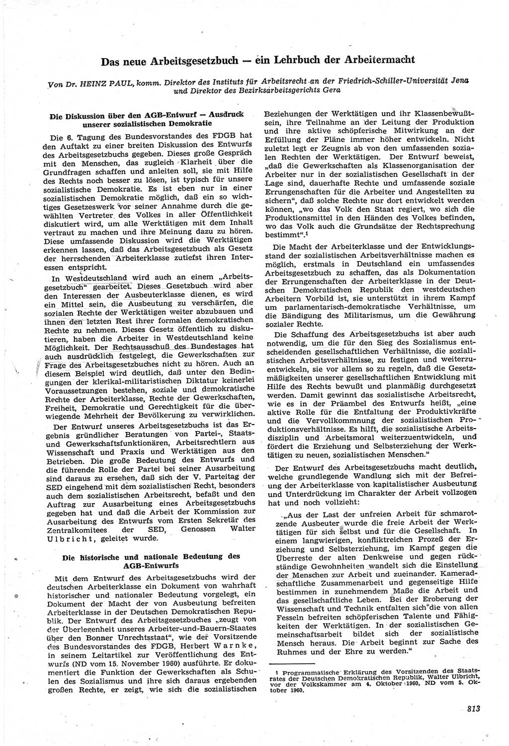 Neue Justiz (NJ), Zeitschrift für Recht und Rechtswissenschaft [Deutsche Demokratische Republik (DDR)], 14. Jahrgang 1960, Seite 813 (NJ DDR 1960, S. 813)