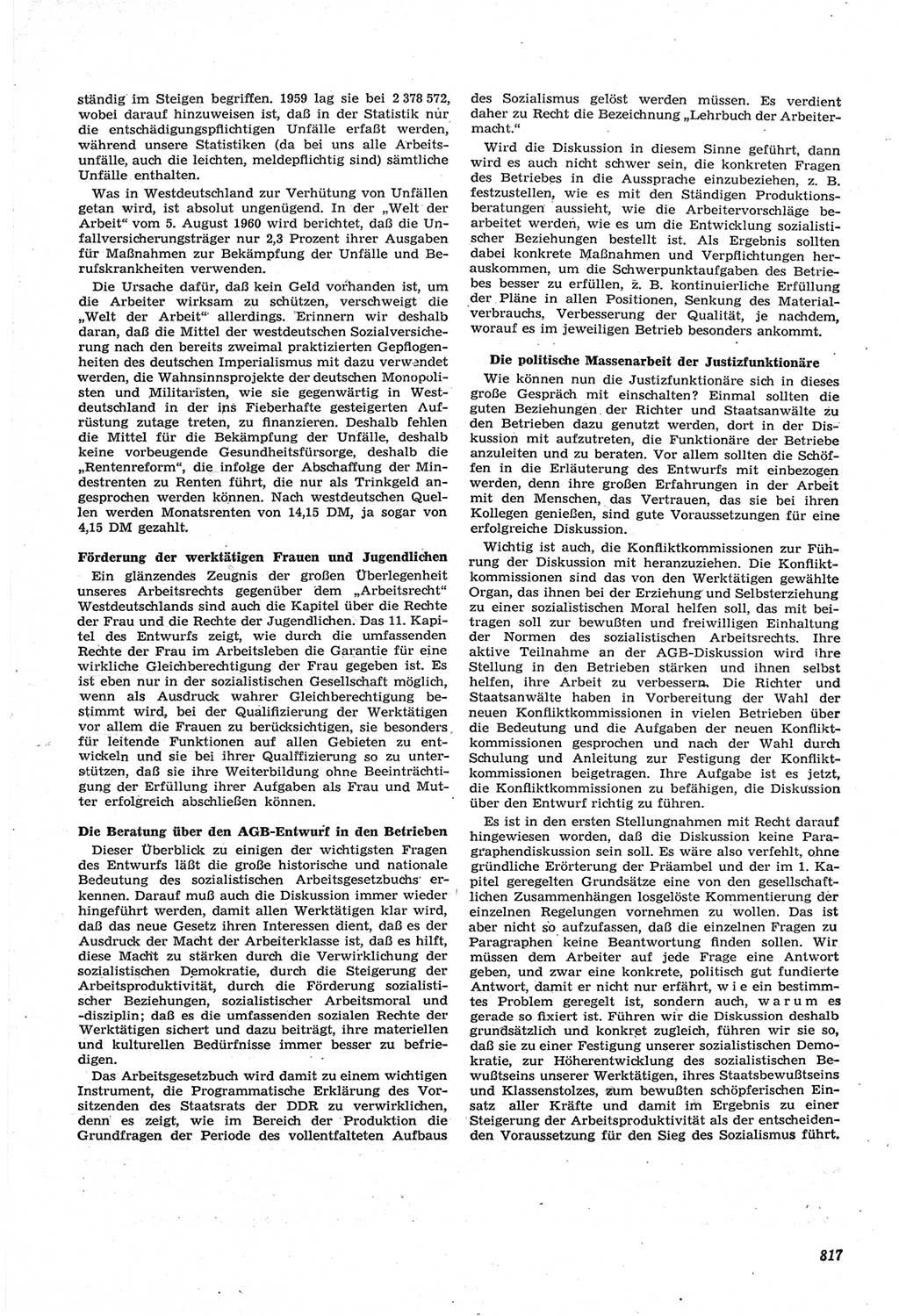 Neue Justiz (NJ), Zeitschrift für Recht und Rechtswissenschaft [Deutsche Demokratische Republik (DDR)], 14. Jahrgang 1960, Seite 817 (NJ DDR 1960, S. 817)