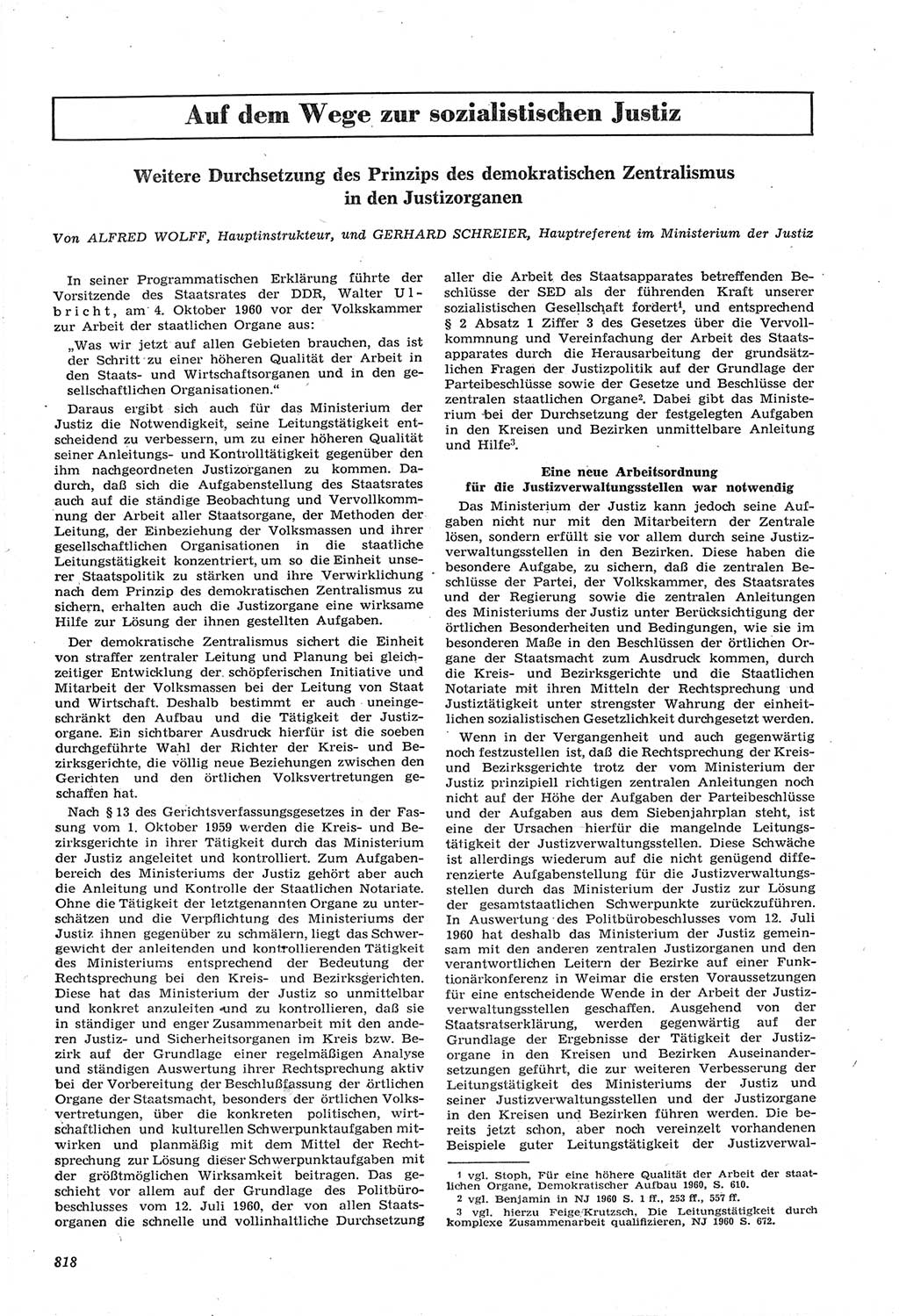 Neue Justiz (NJ), Zeitschrift für Recht und Rechtswissenschaft [Deutsche Demokratische Republik (DDR)], 14. Jahrgang 1960, Seite 818 (NJ DDR 1960, S. 818)