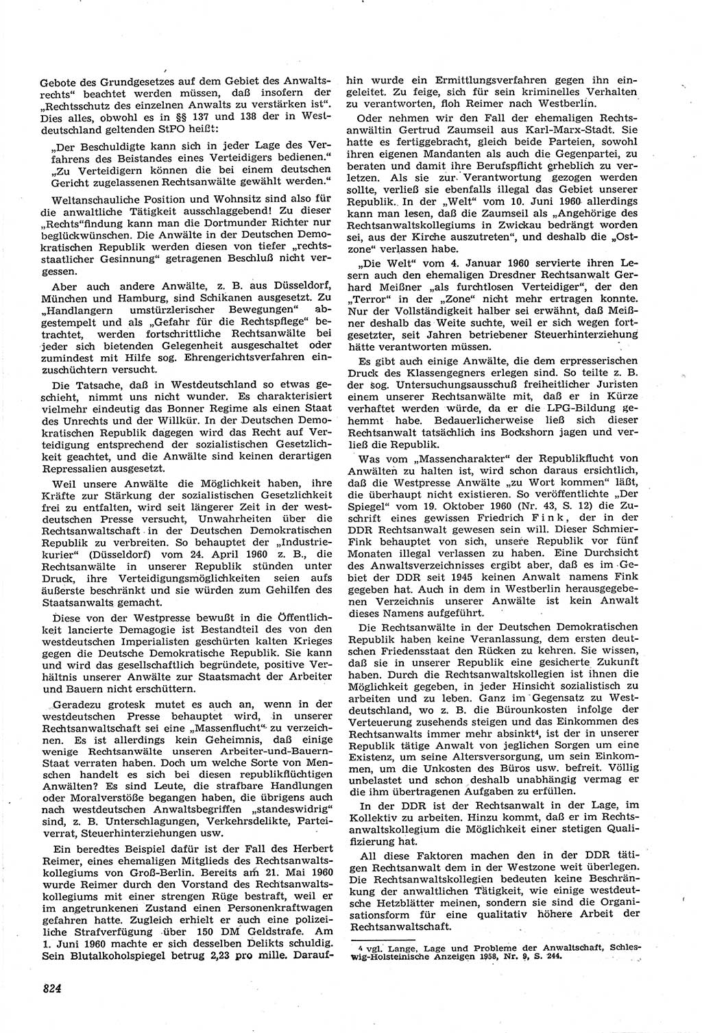 Neue Justiz (NJ), Zeitschrift für Recht und Rechtswissenschaft [Deutsche Demokratische Republik (DDR)], 14. Jahrgang 1960, Seite 824 (NJ DDR 1960, S. 824)