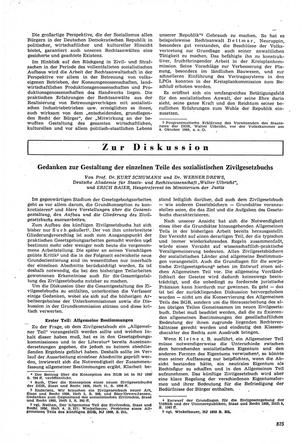 Neue Justiz (NJ), Zeitschrift für Recht und Rechtswissenschaft [Deutsche Demokratische Republik (DDR)], 14. Jahrgang 1960, Seite 825 (NJ DDR 1960, S. 825)