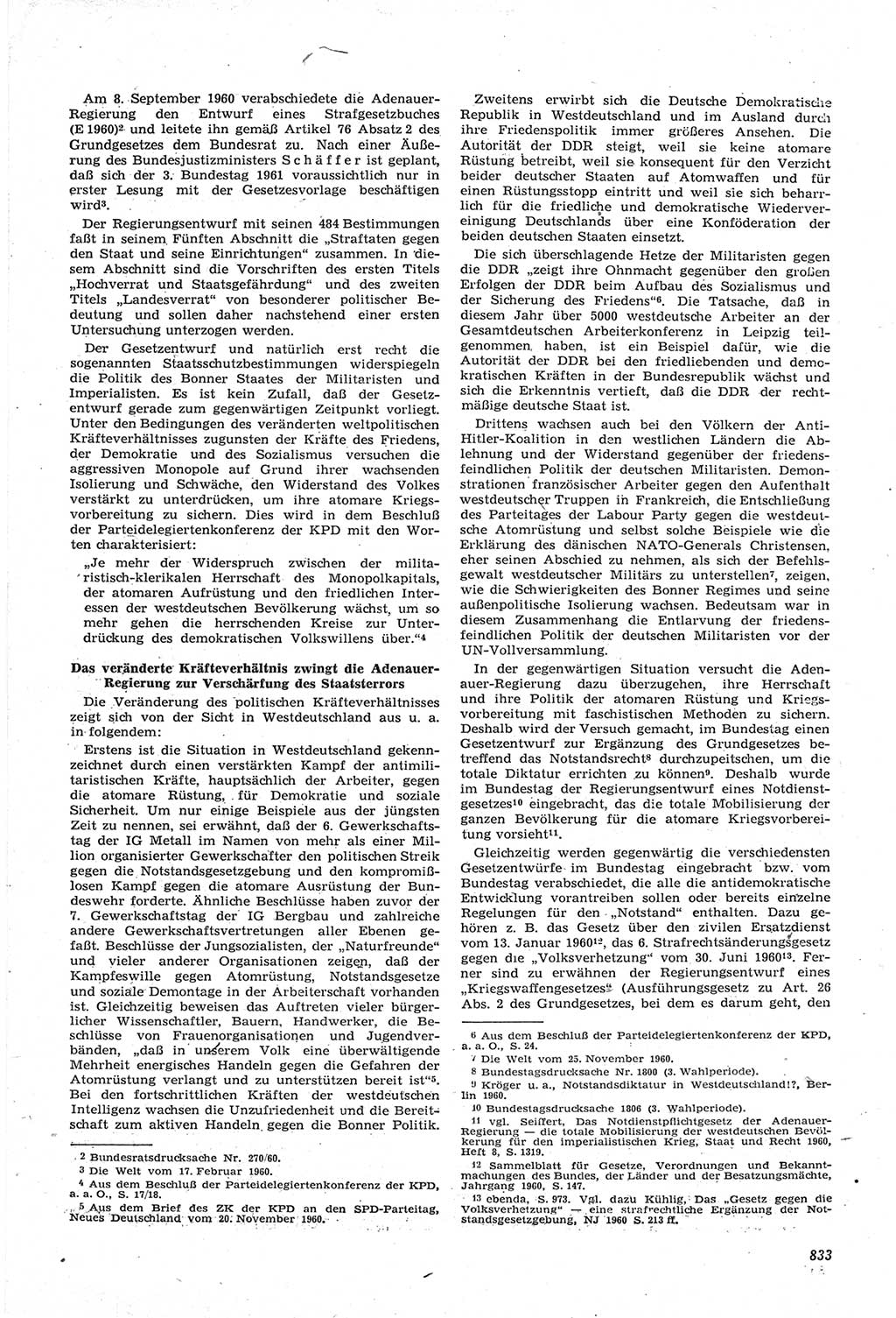 Neue Justiz (NJ), Zeitschrift für Recht und Rechtswissenschaft [Deutsche Demokratische Republik (DDR)], 14. Jahrgang 1960, Seite 833 (NJ DDR 1960, S. 833)